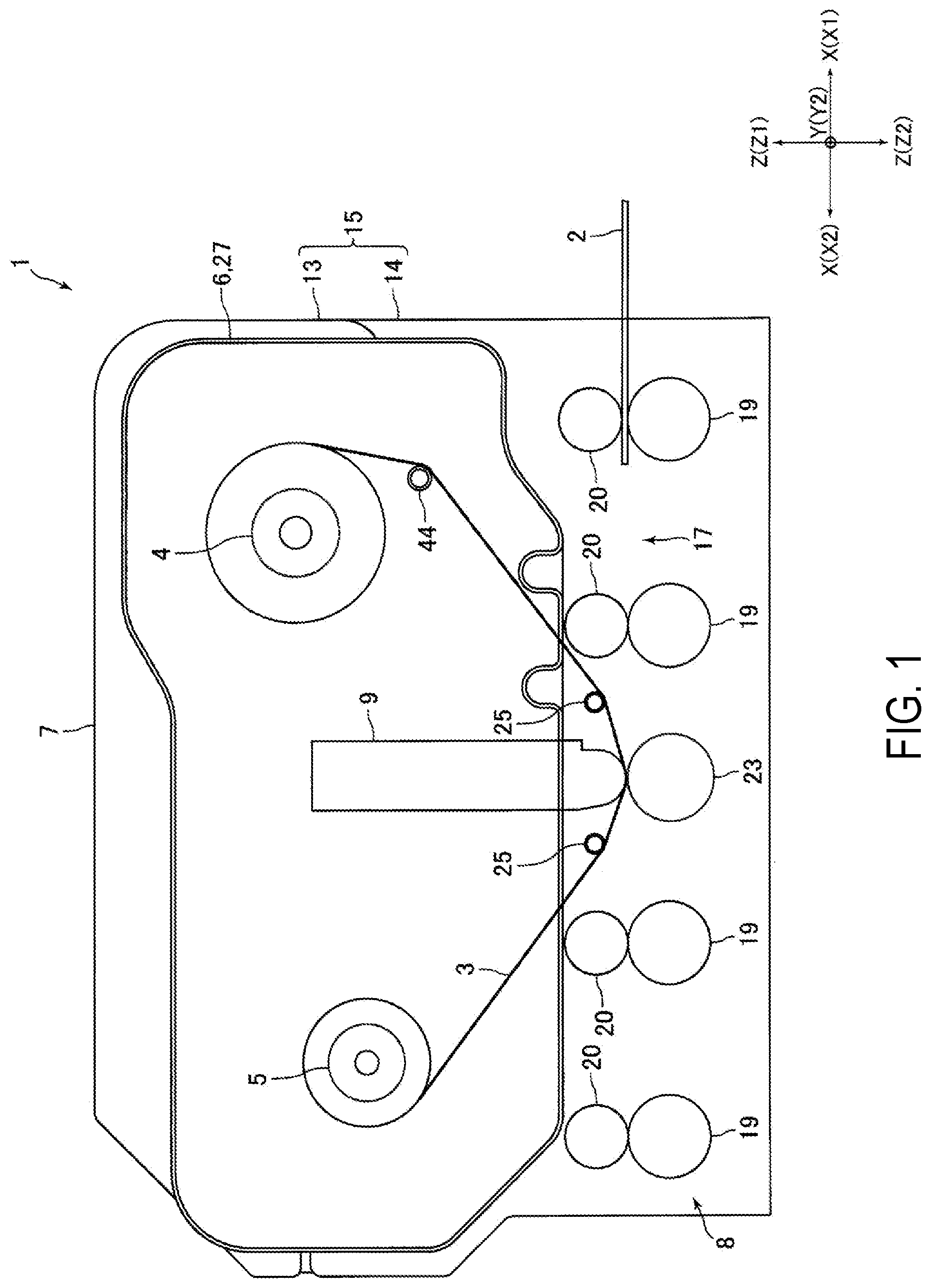 Patent US12103324 Figure 1 – Ink ribbon cassette and printing apparatus