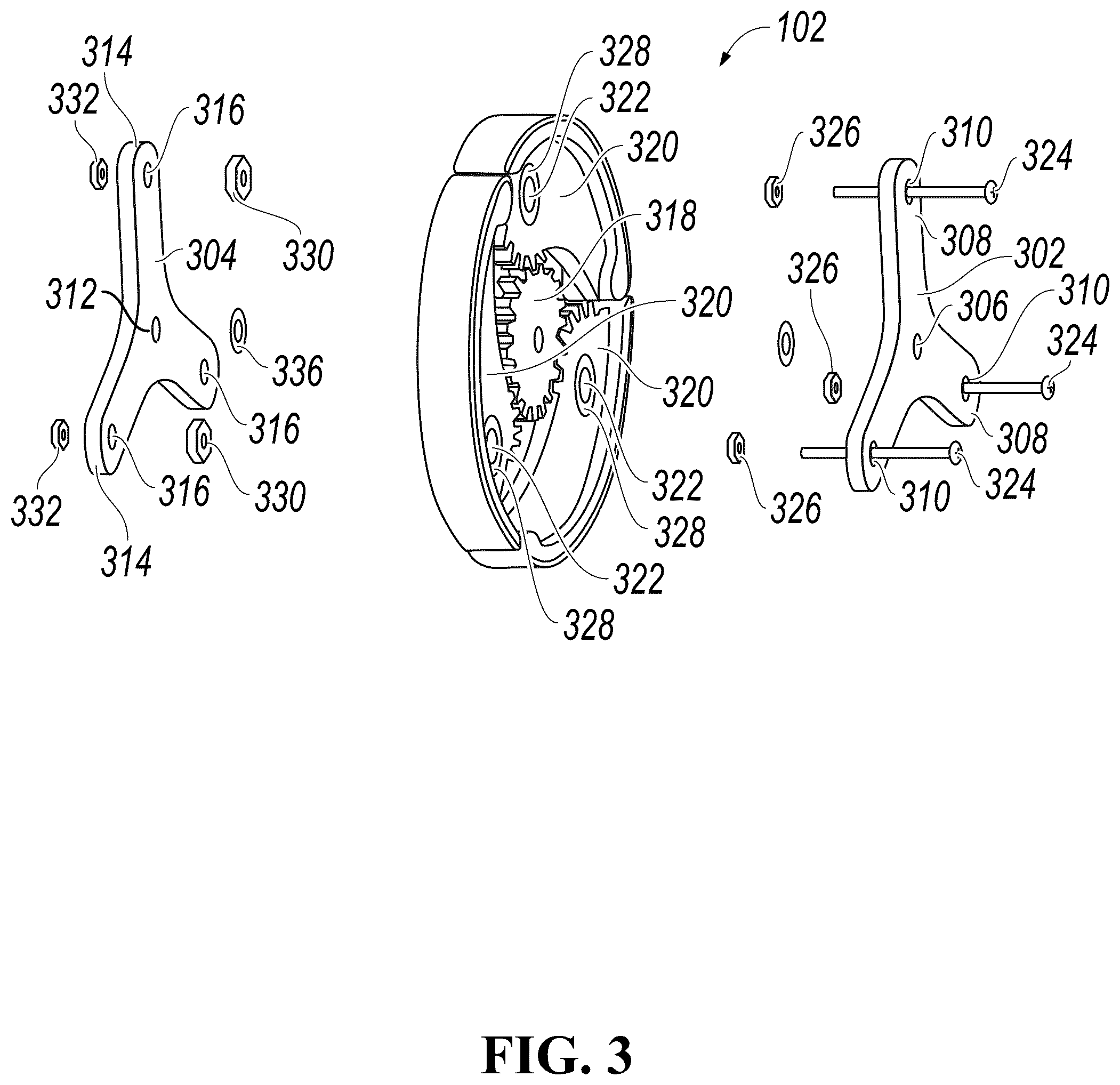 Patent US12103331 Figure 3 – Transformable wheel and leg assembly