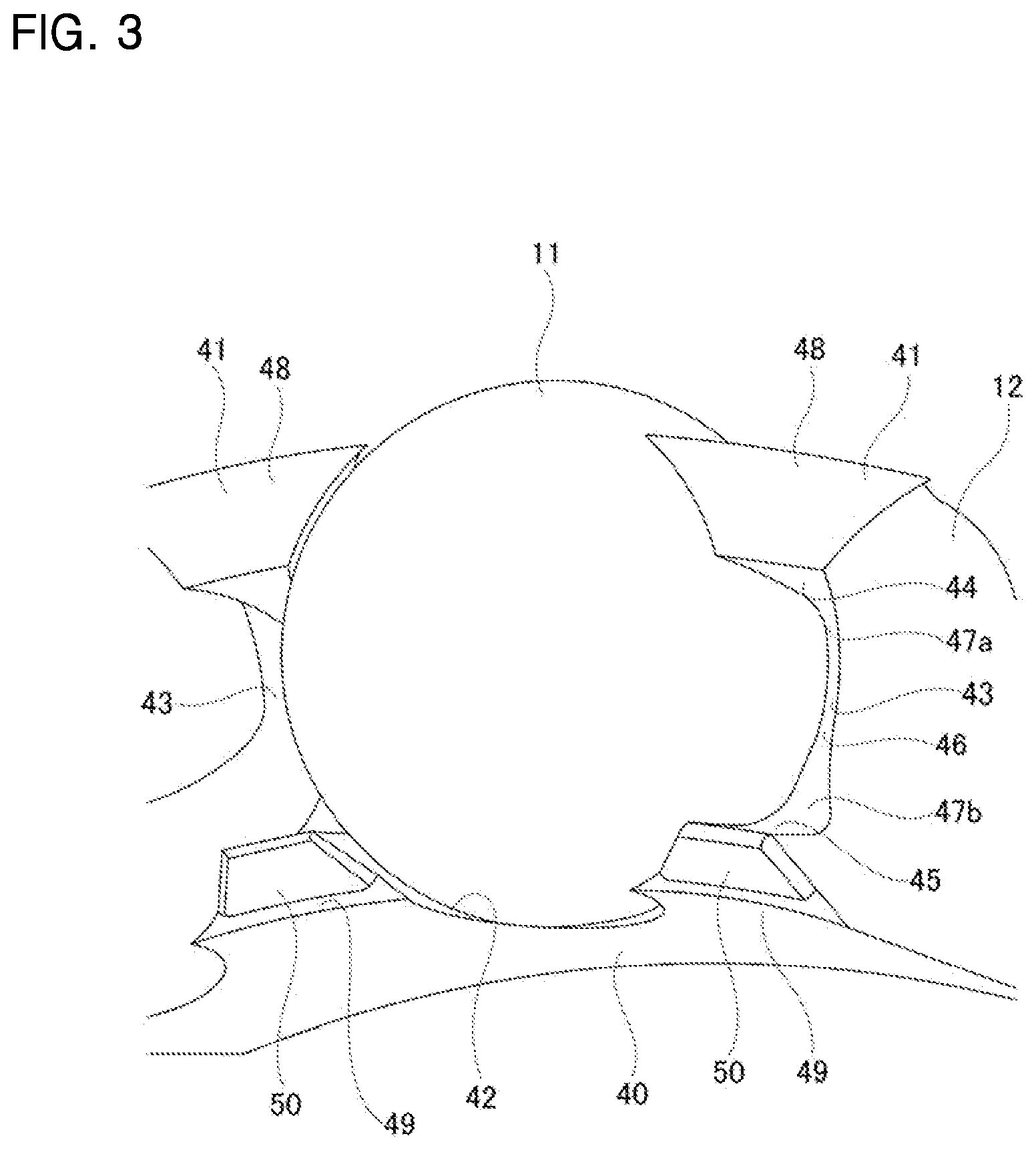 Patent US12103332 Figure 3 – Retainer for angular contact ball bearing, angular contact ball bearing, and hub unit bearing