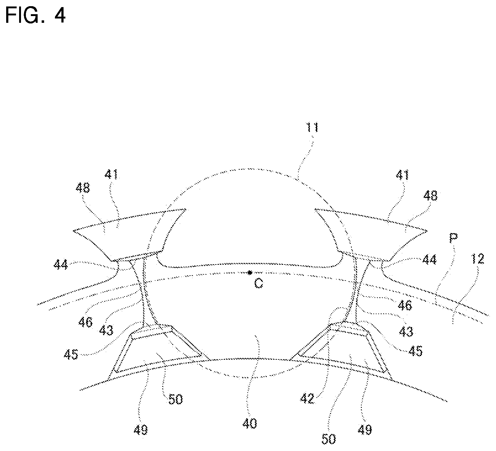 Patent US12103332 Figure 4 – Retainer for angular contact ball bearing, angular contact ball bearing, and hub unit bearing