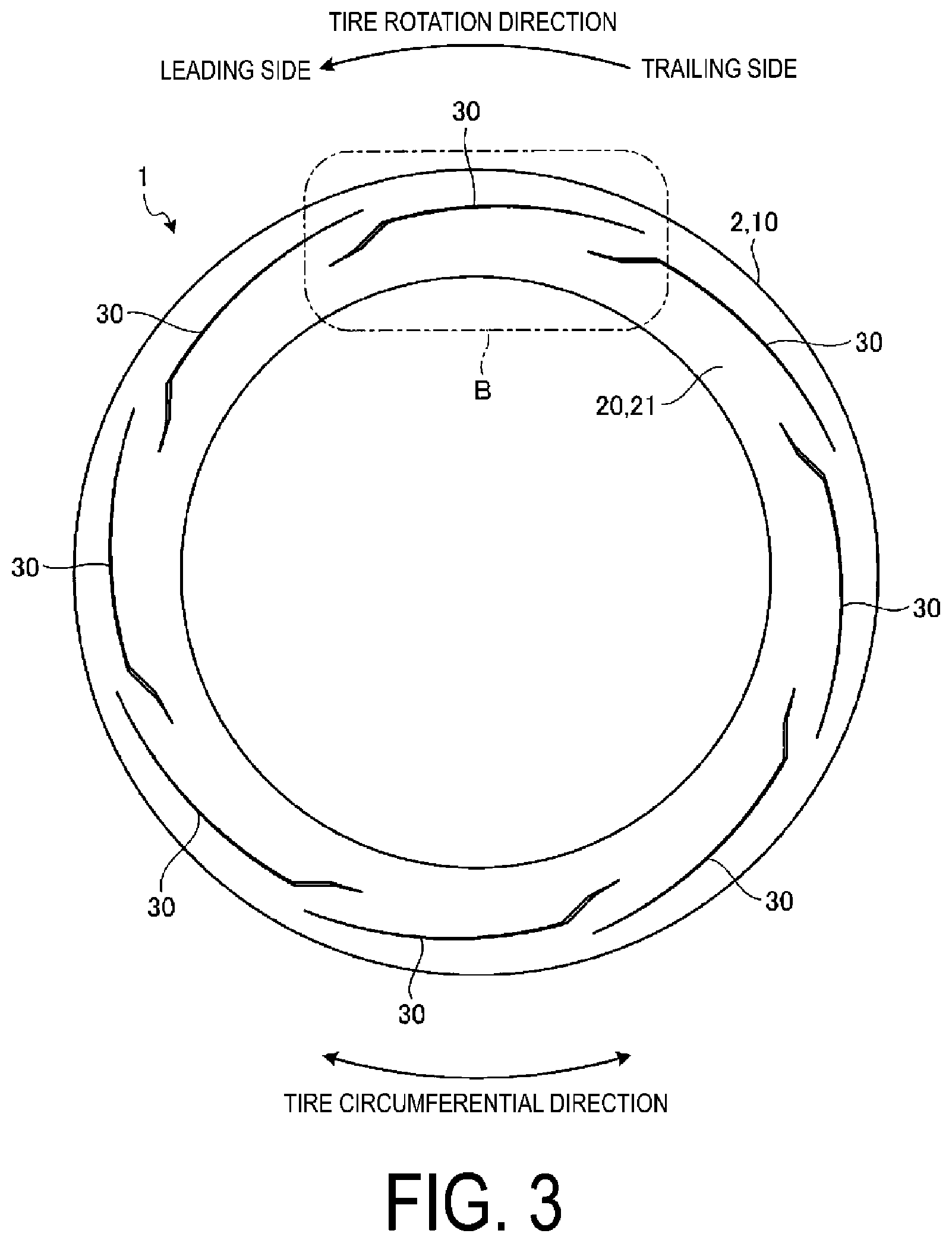 Patent US12103336 Figure 3 – Pneumatic tire