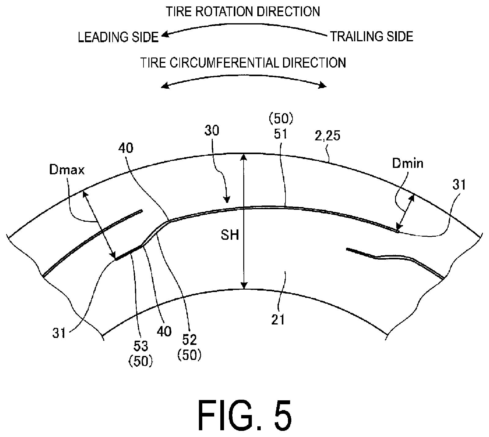 Patent US12103336 Figure 5 – Pneumatic tire