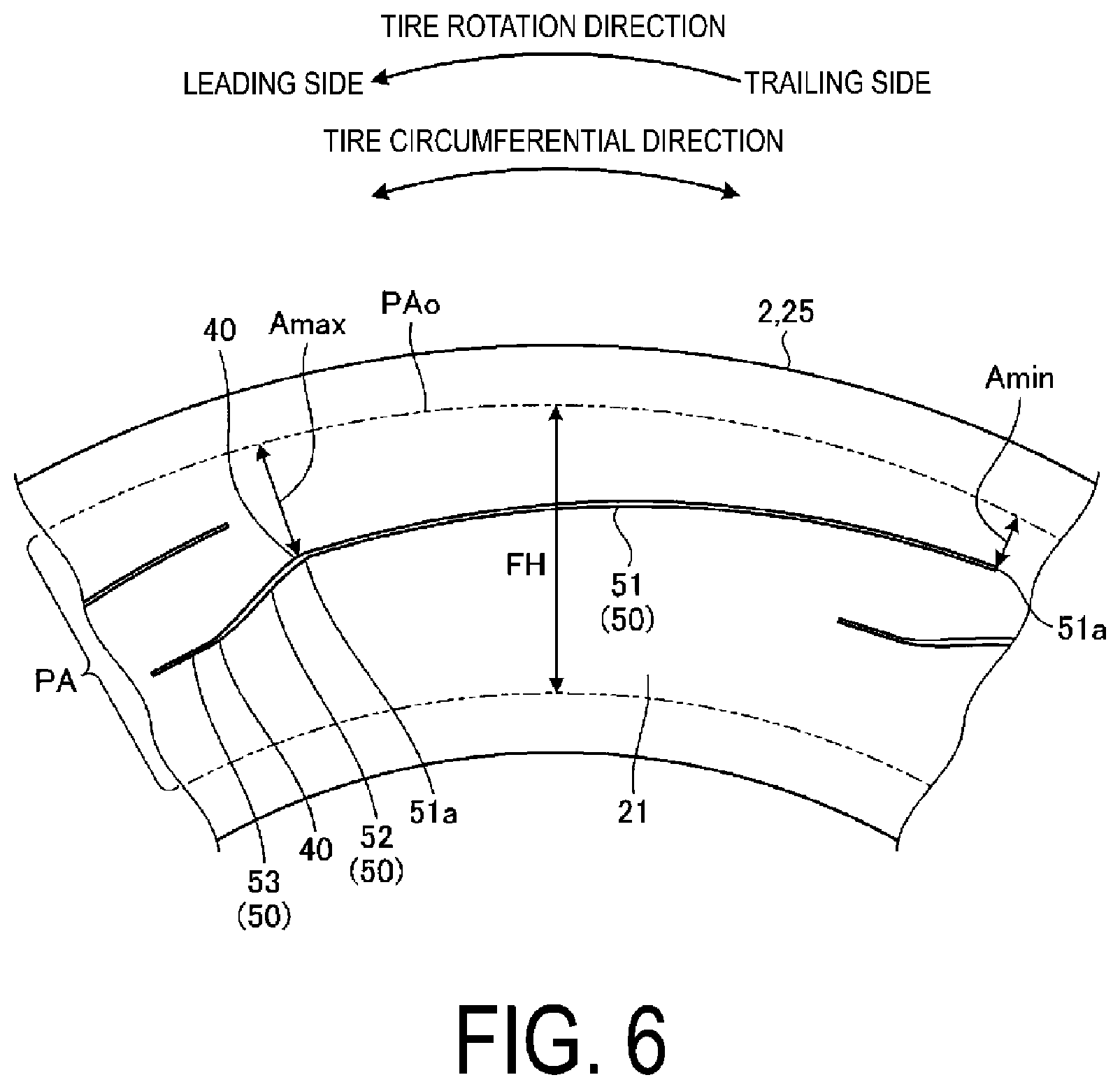 Patent US12103336 Figure 6 – Pneumatic tire