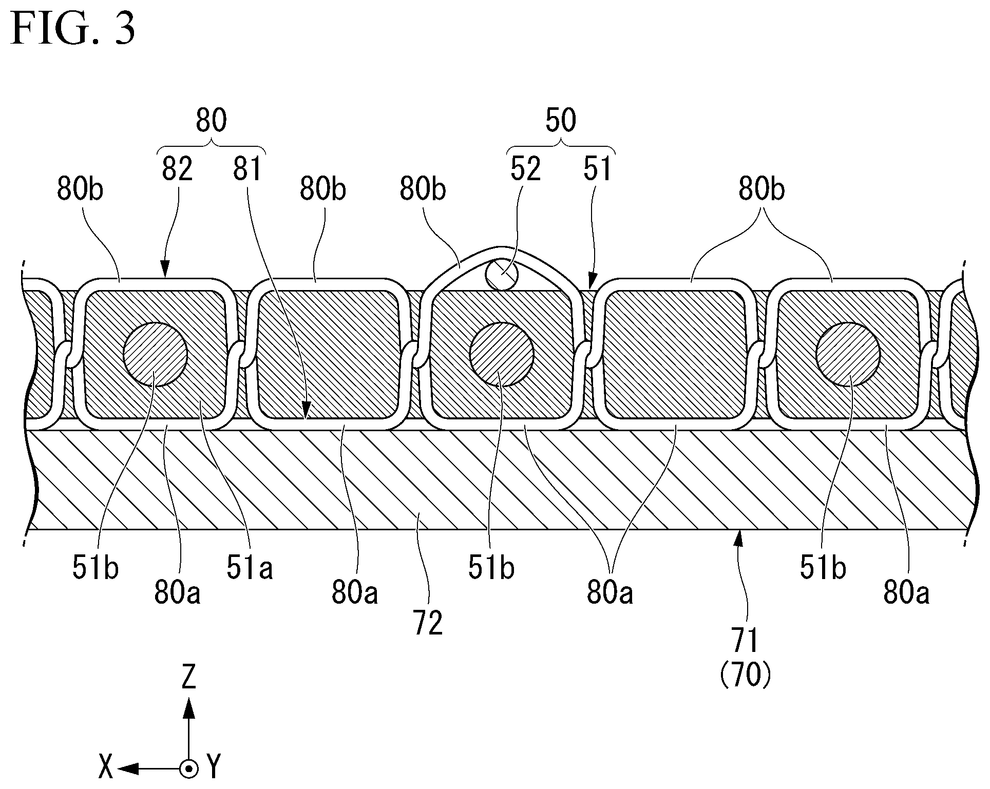 Patent US12103337 Figure 3 – Tire with carcass ply having conductive thread sewn portion
