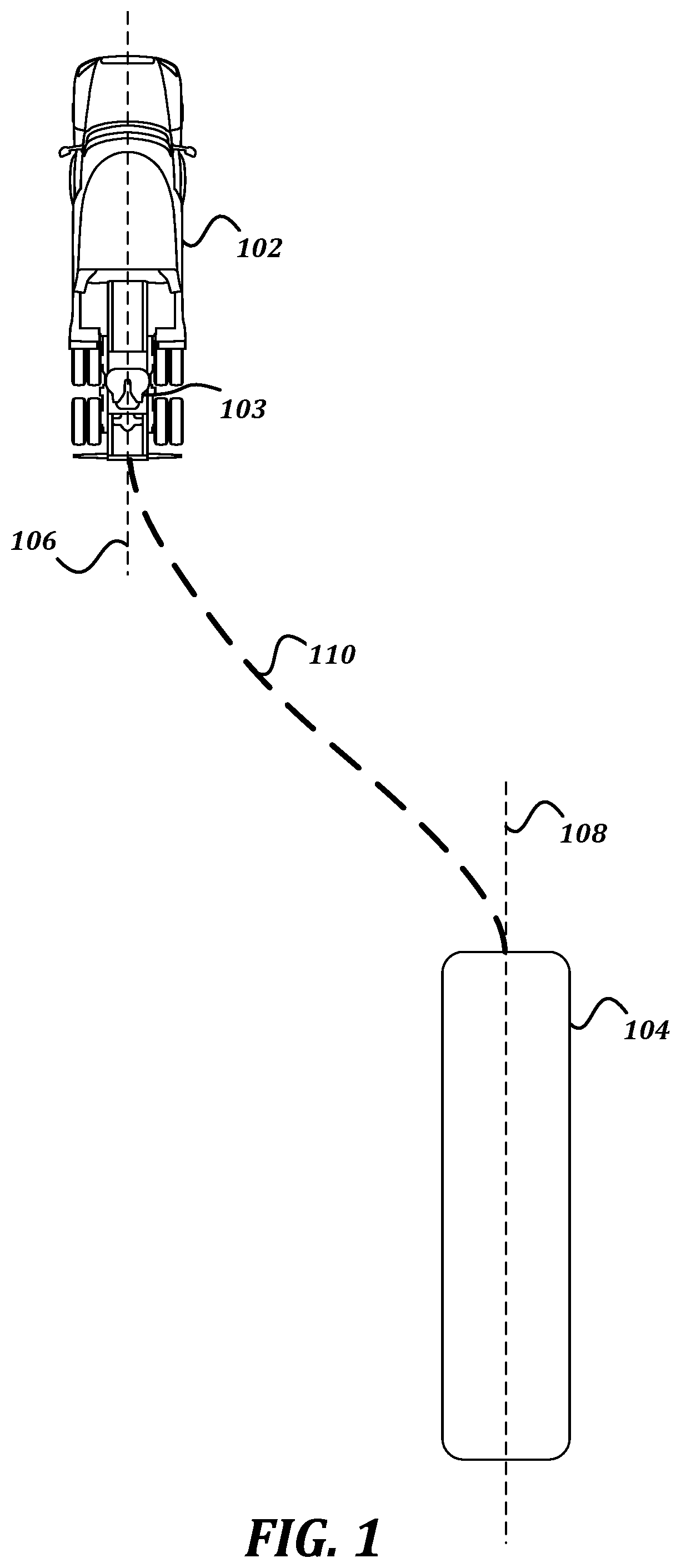 Patent US12103342 Figure 1 – Autonomous detection of and backing to trailer kingpin