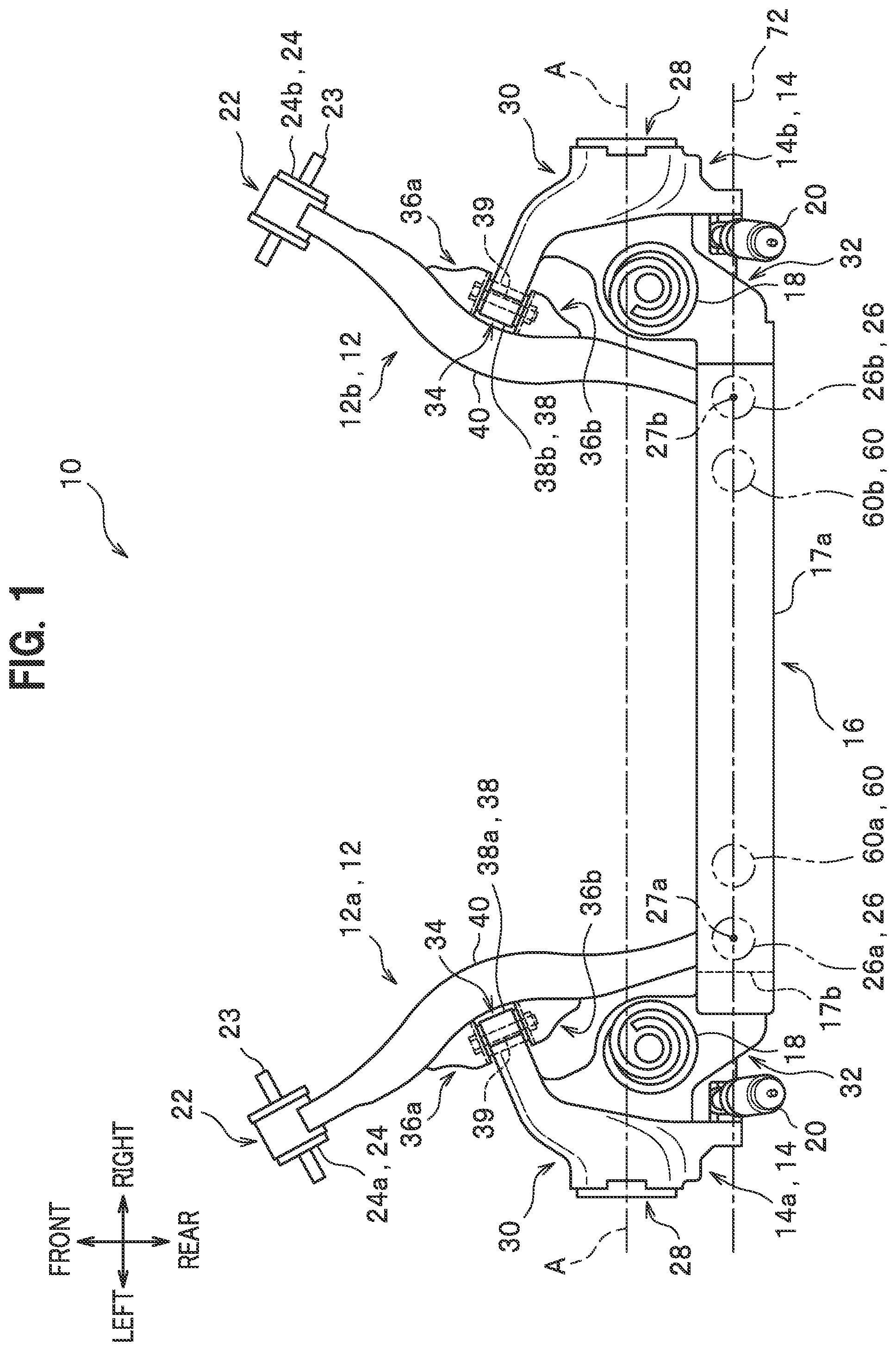 Patent US12103351 Figure 1 – Rear suspension structure