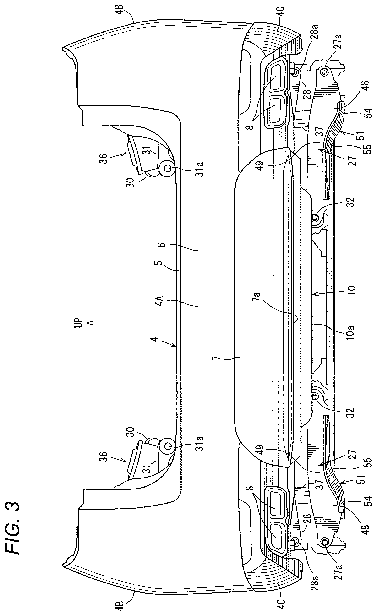 Patent US12103352 Figure 3 – Lower vehicle-body structure of vehicle