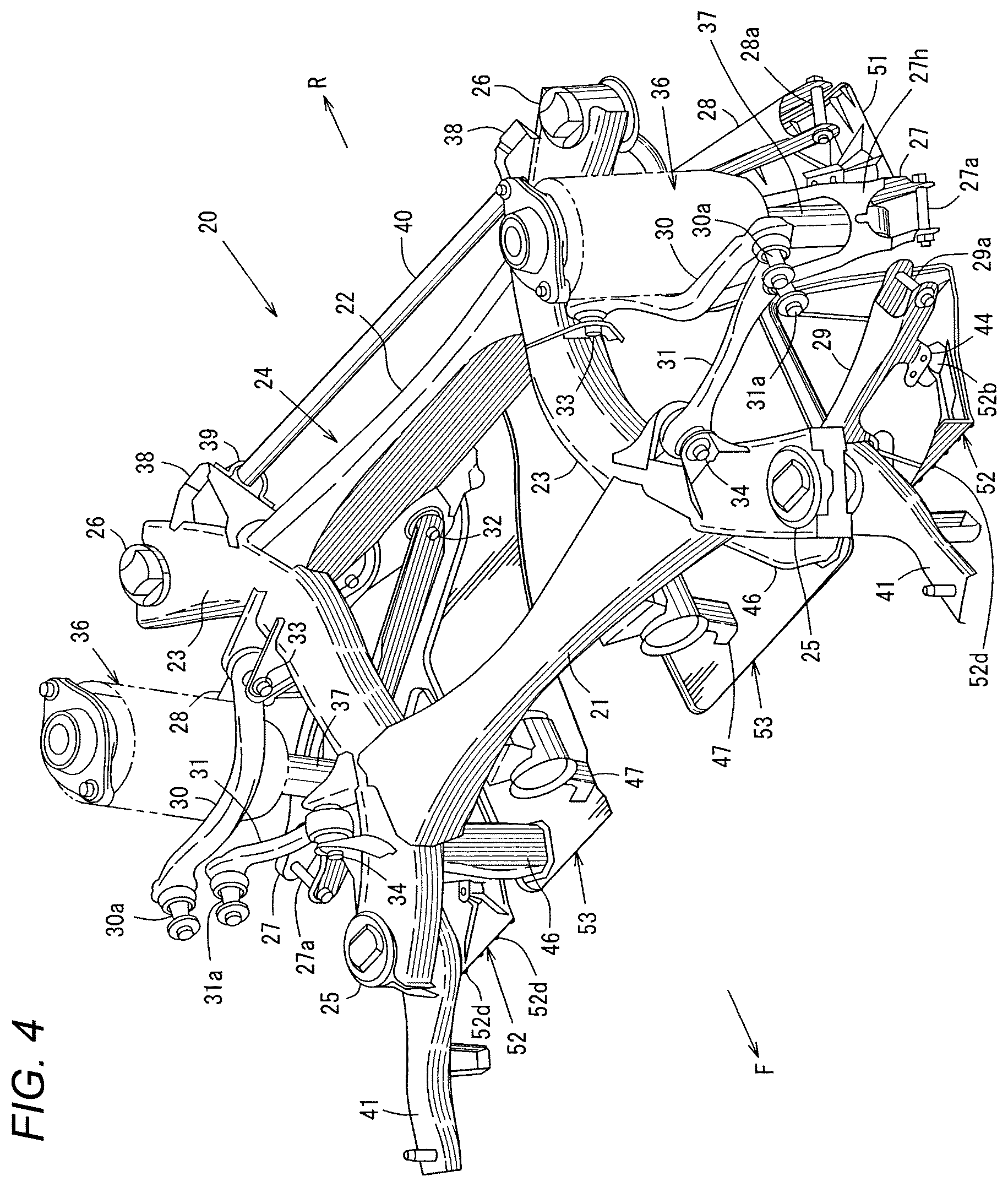 Patent US12103352 Figure 4 – Lower vehicle-body structure of vehicle