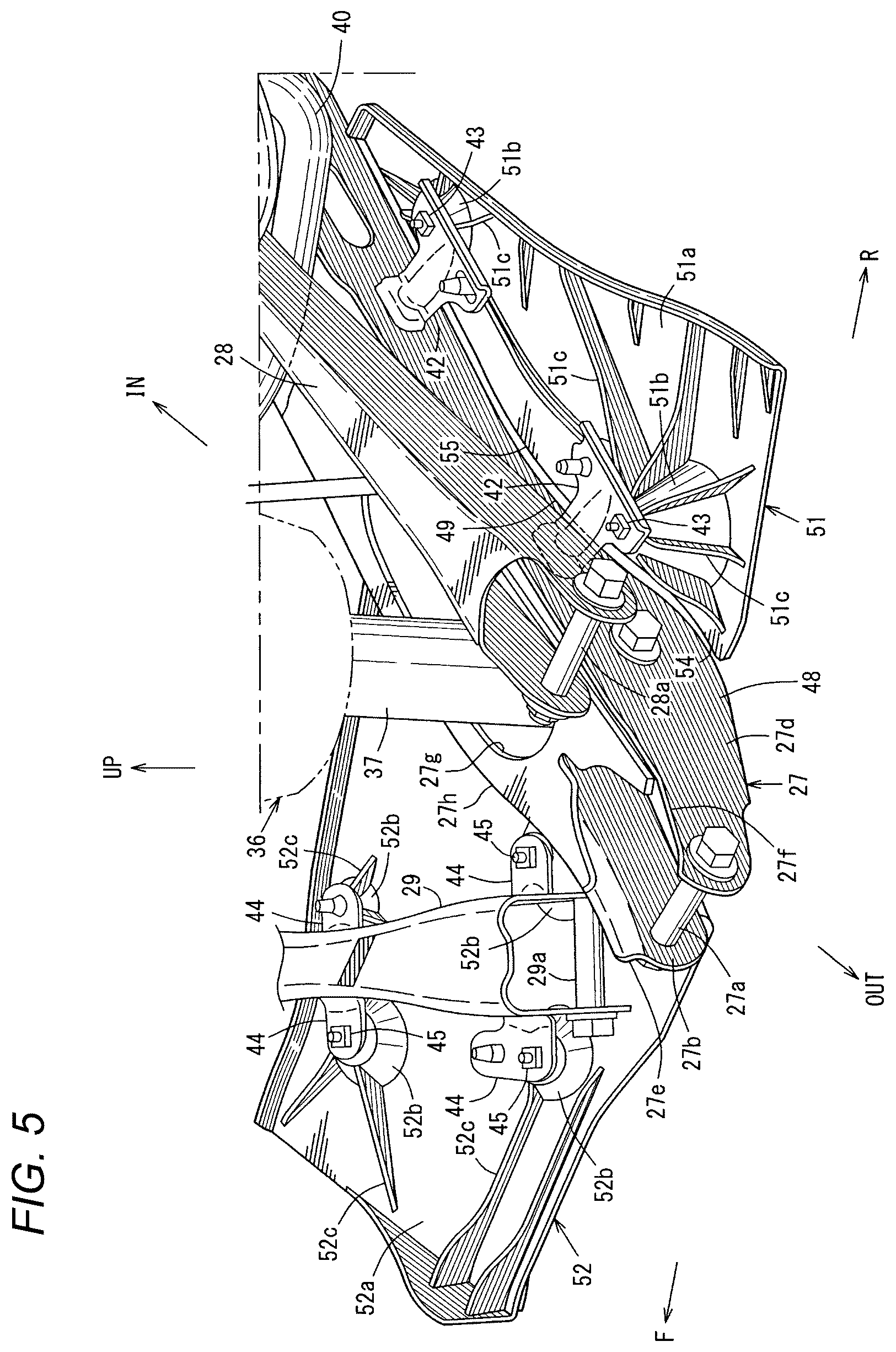 Patent US12103352 Figure 5 – Lower vehicle-body structure of vehicle