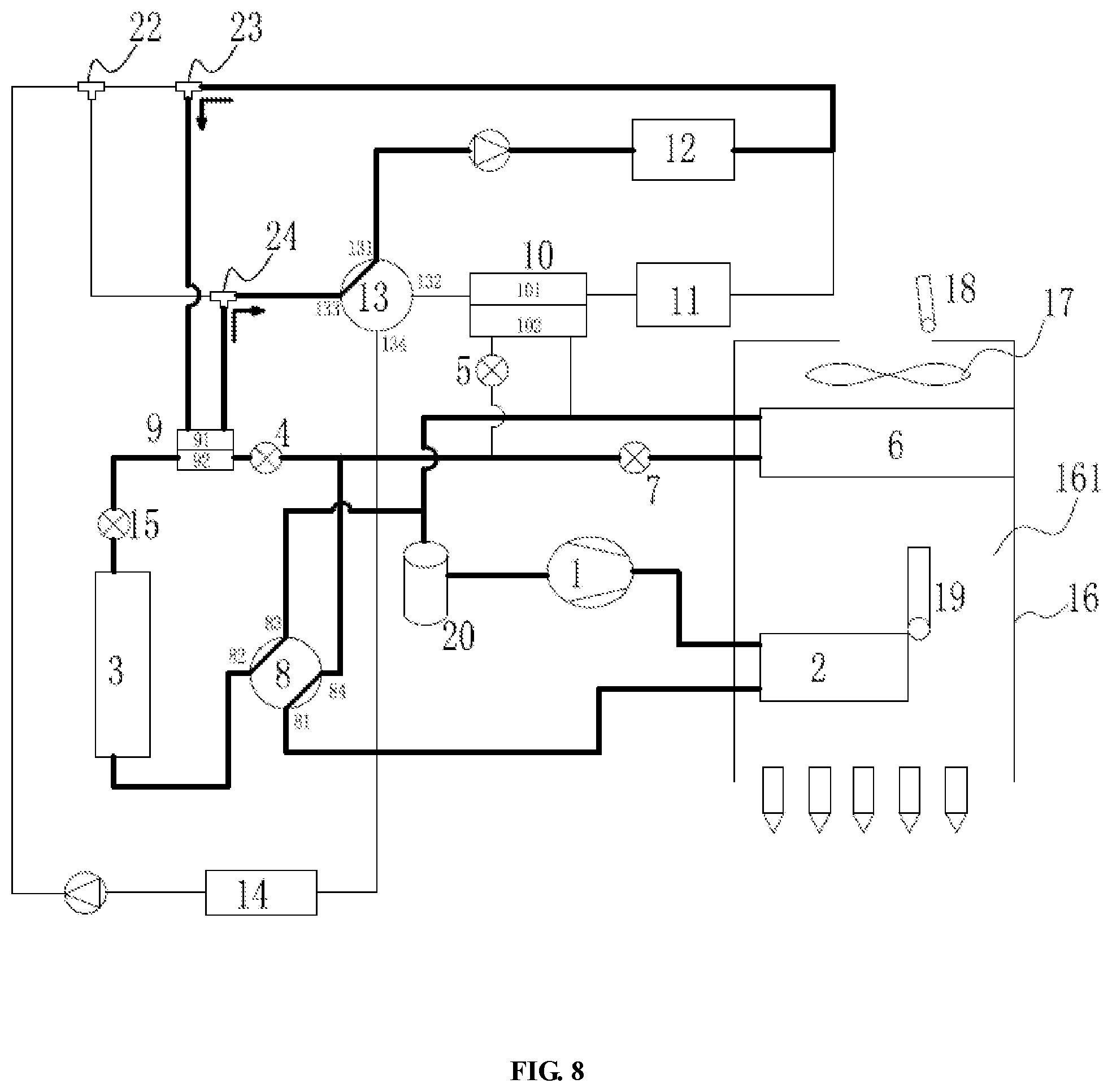 Patent US12103353 Figure 8 – Thermal management system