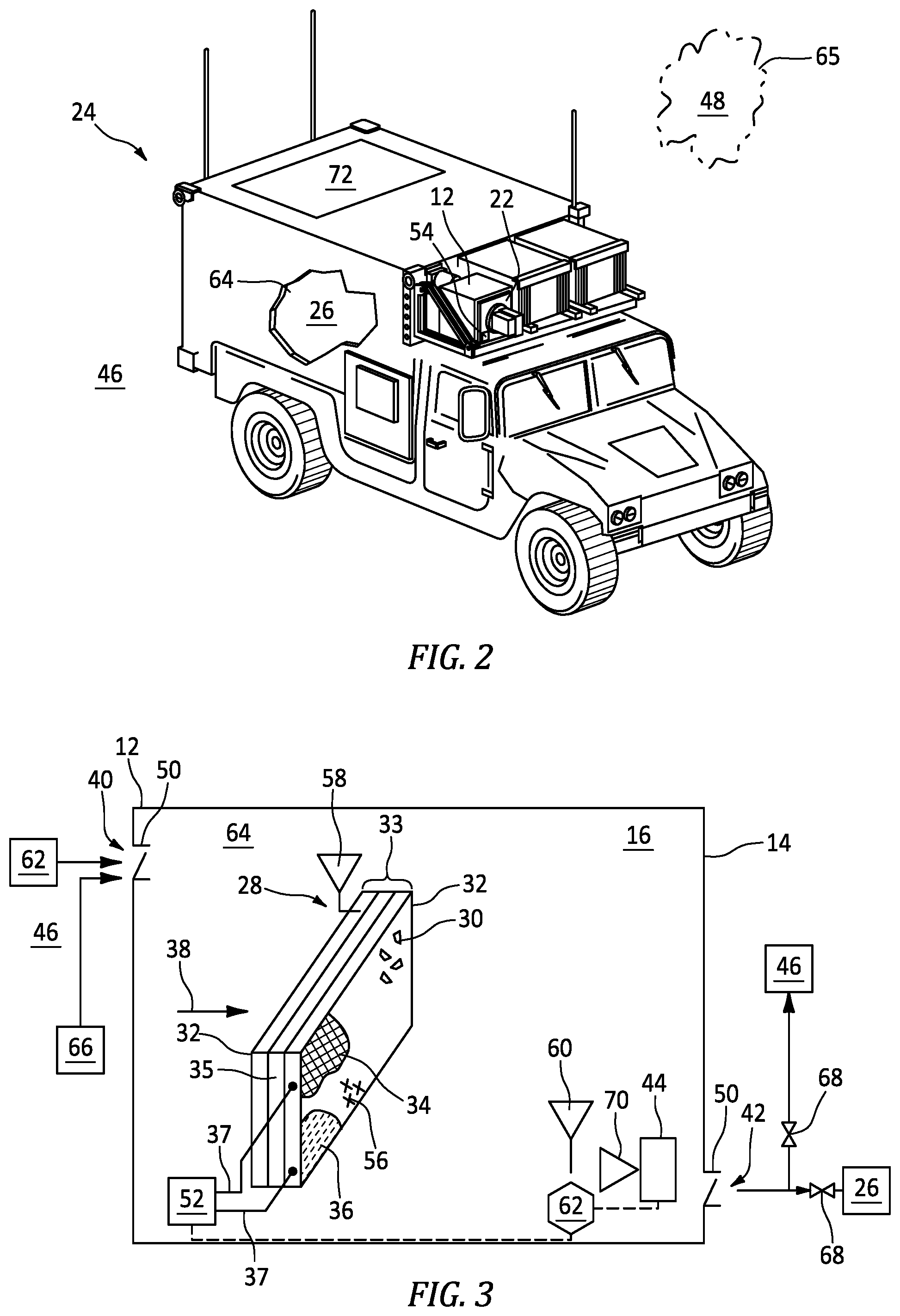 Patent US12103365 Figure 2 – System for dehumidification of a vehicle interior