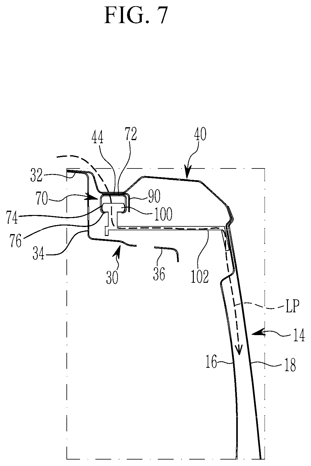 Patent US12103369 Figure 7 – Sliding door mounting reinforcement structure and vehicle body provided with the same