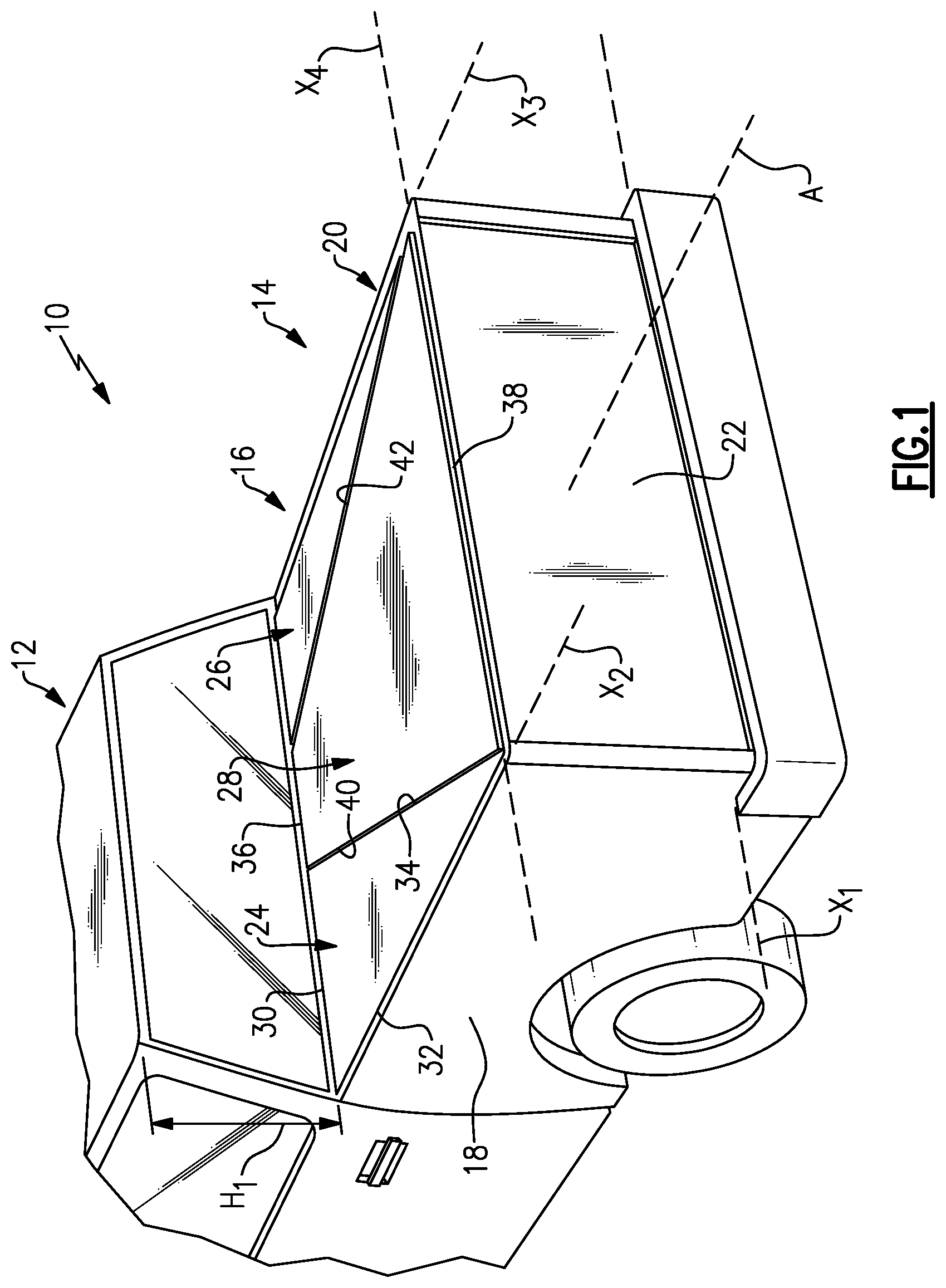 Patent US12103371 Figure 1 – Tonneau cover including moveable panels