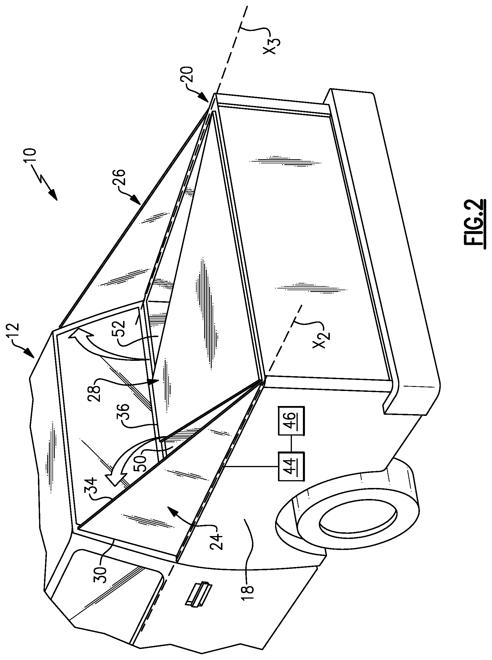 Patent US12103371 Figure 2 – Tonneau cover including moveable panels