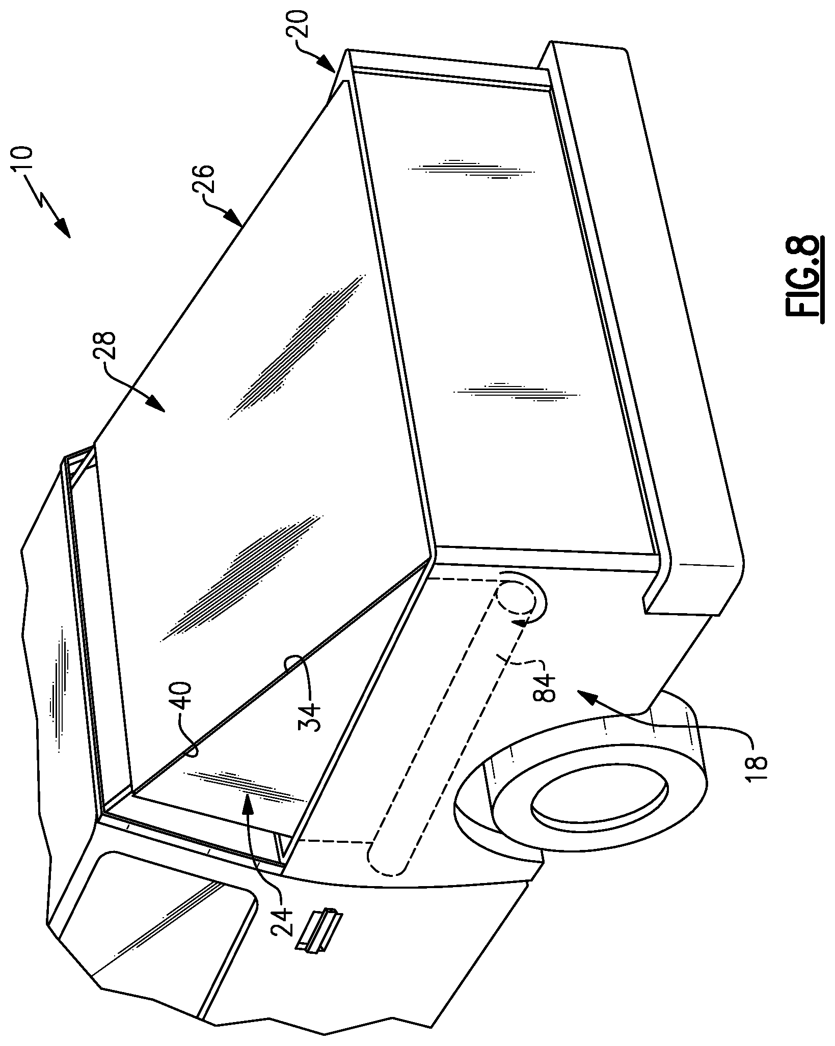 Patent US12103371 Figure 8 – Tonneau cover including moveable panels