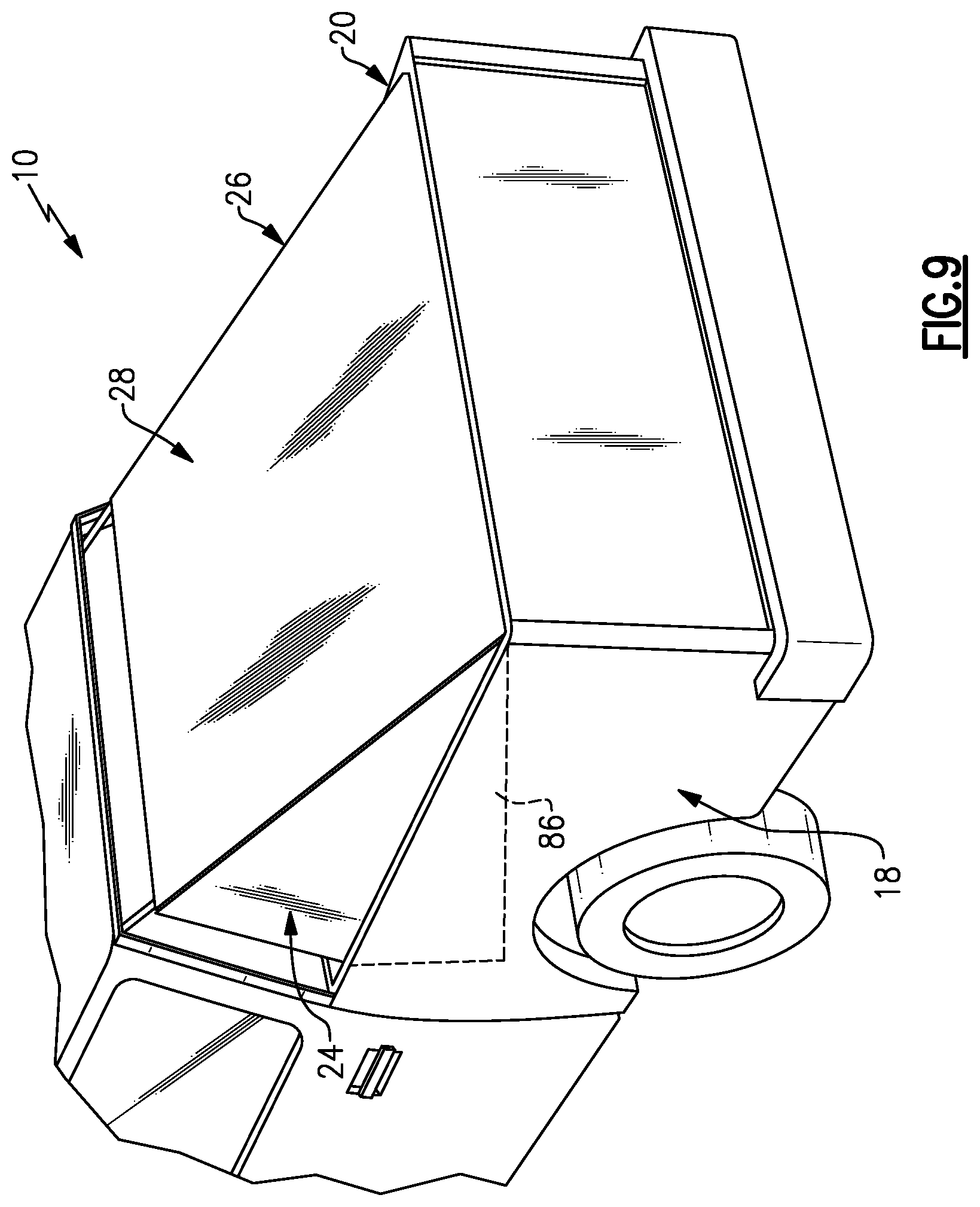 Patent US12103371 Figure 9 – Tonneau cover including moveable panels