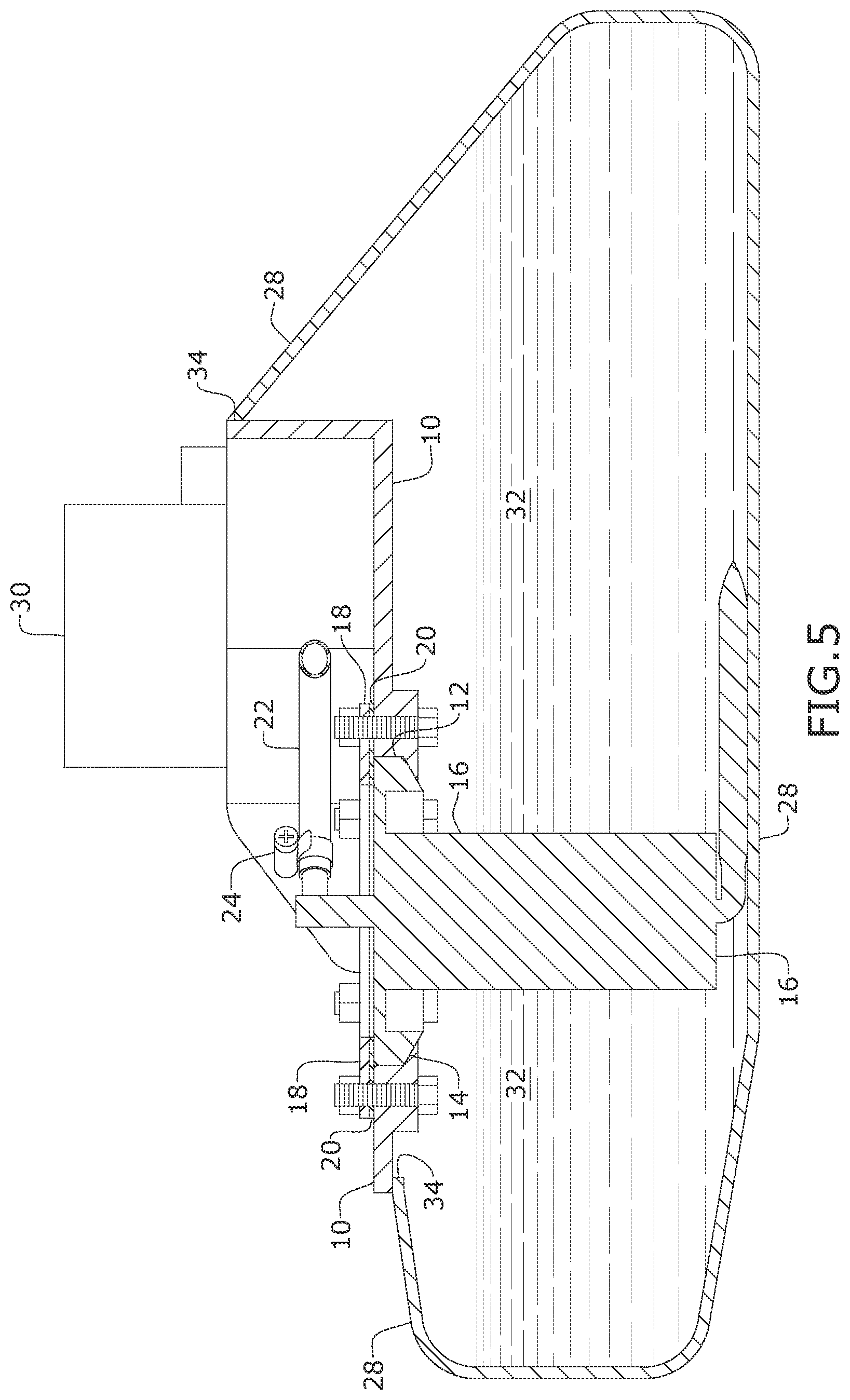 Patent US12103379 Figure 4 – Modified gas tank with built-in fuel pump with internal regulator adapted for utility, off-road, and all-terrain vehicles and a method of installing the same