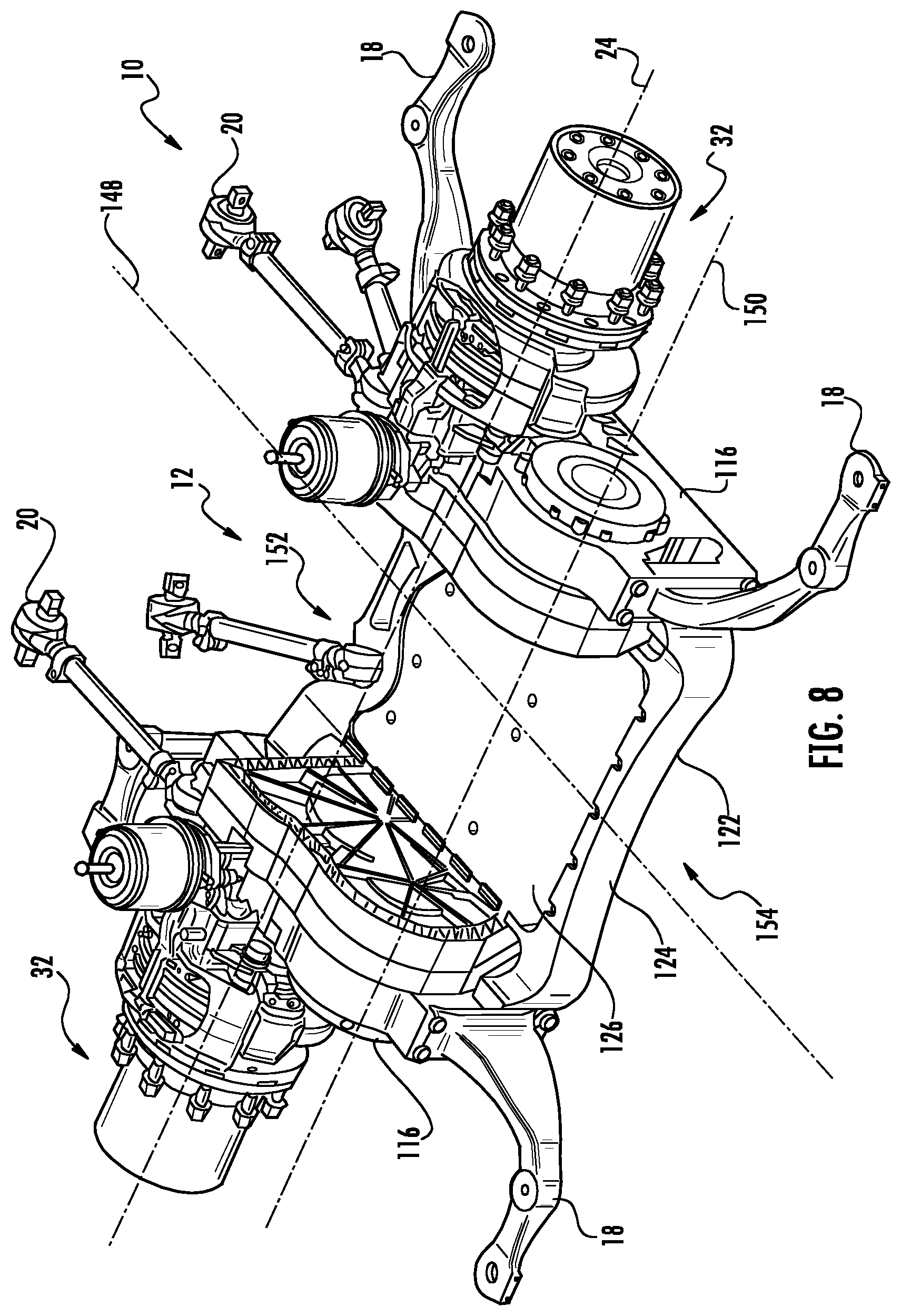 Patent US12103382 Figure 7 – Axle assembly for low floor vehicle