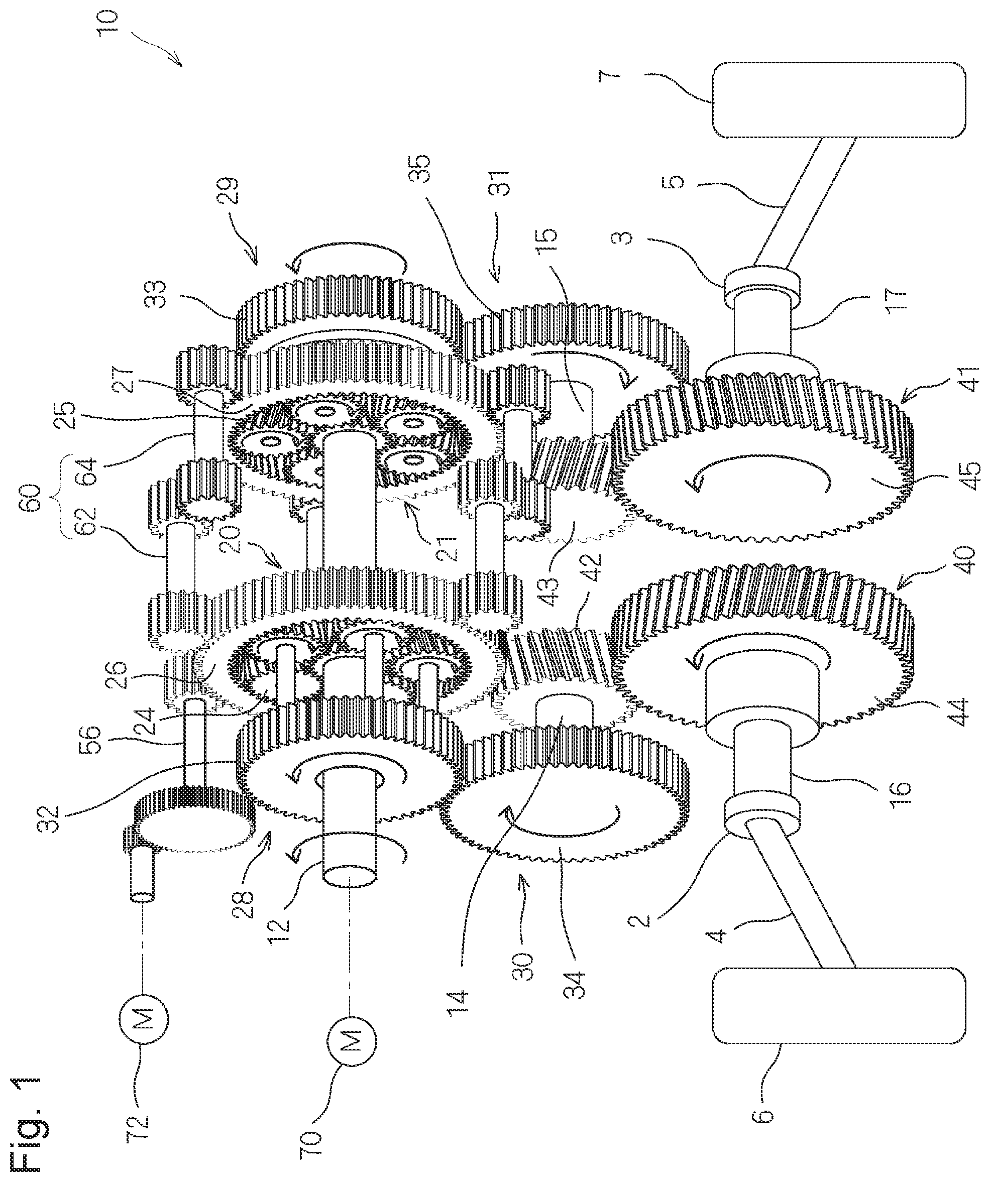 Patent US12103383 Figure 1 – Vehicular drive device, and electric vehicle