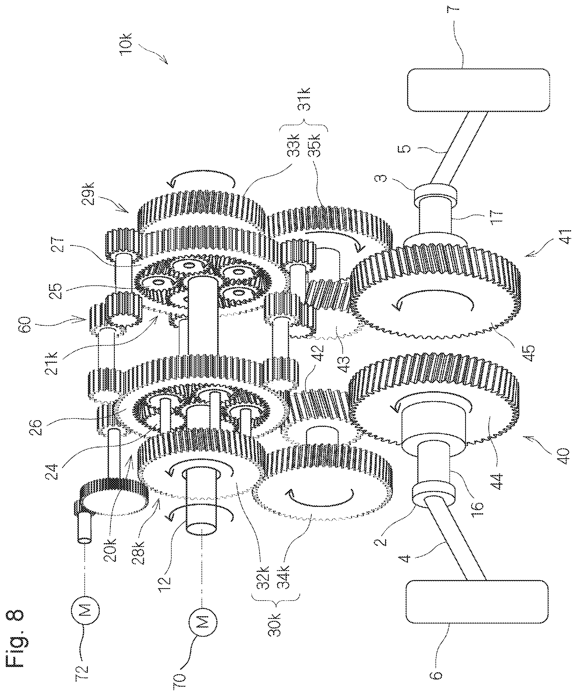 Patent US12103383 Figure 8 – Vehicular drive device, and electric vehicle