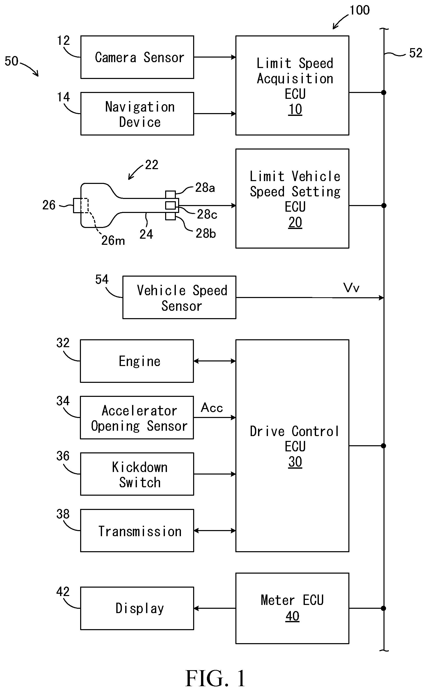 Patent US12103386 Figure 1 – Vehicle speed limiter, vehicle speed limiting method and vehicle