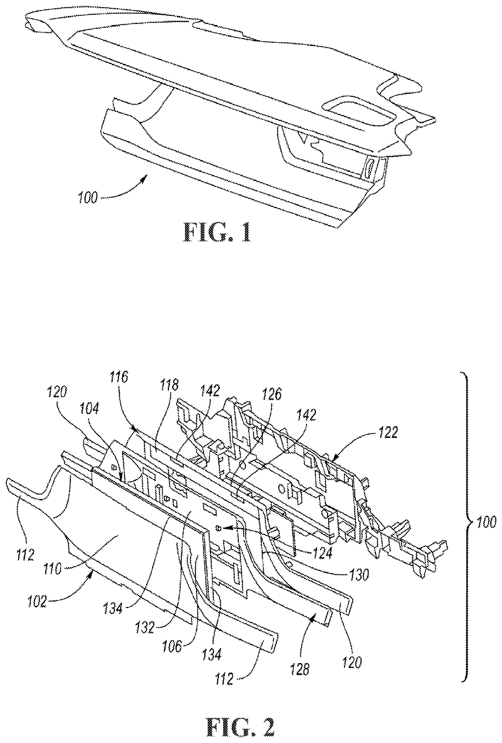Patent US12103393 Figure 1 – Floating mounting arrangement for components in a vehicle display assembly