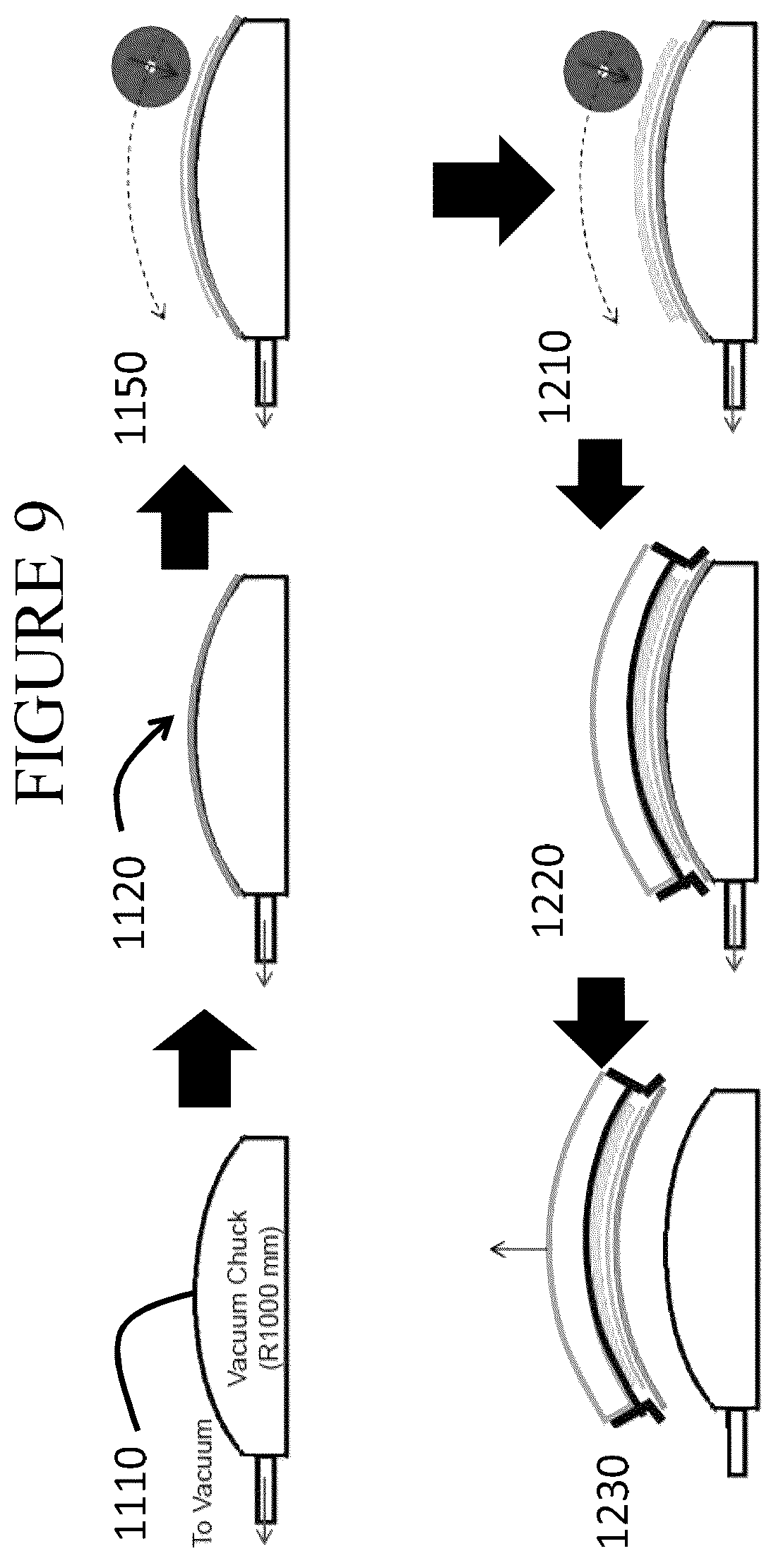 Patent US12103397 Figure 9 – Vehicle interior systems having a curved cover glass with improved reliability and methods for forming the same