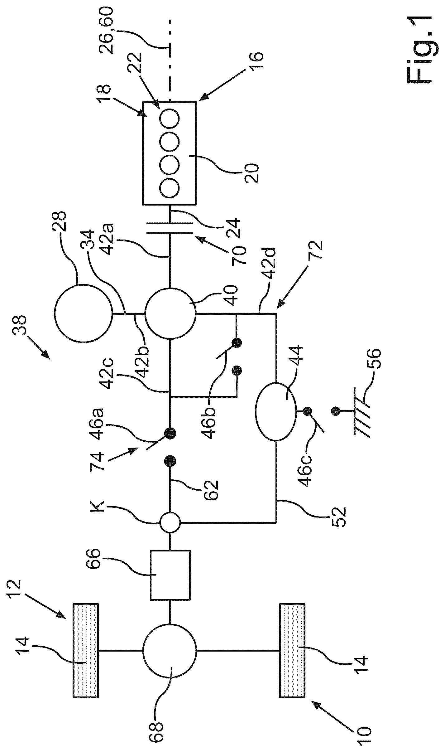 Patent US12103398 Figure 1 – Hybrid drive system for a motor vehicle, and motor vehicle