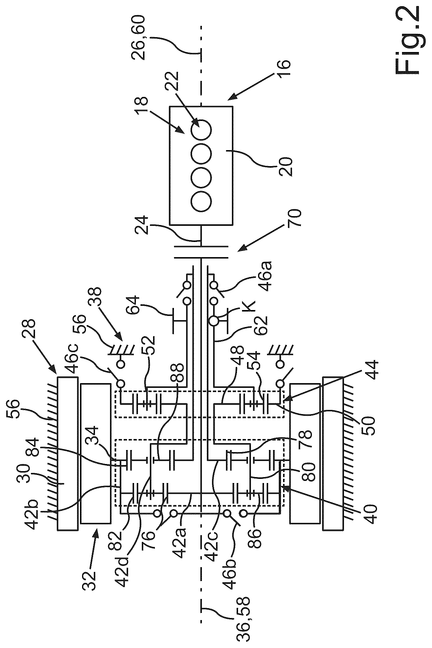 Patent US12103398 Figure 2 – Hybrid drive system for a motor vehicle, and motor vehicle