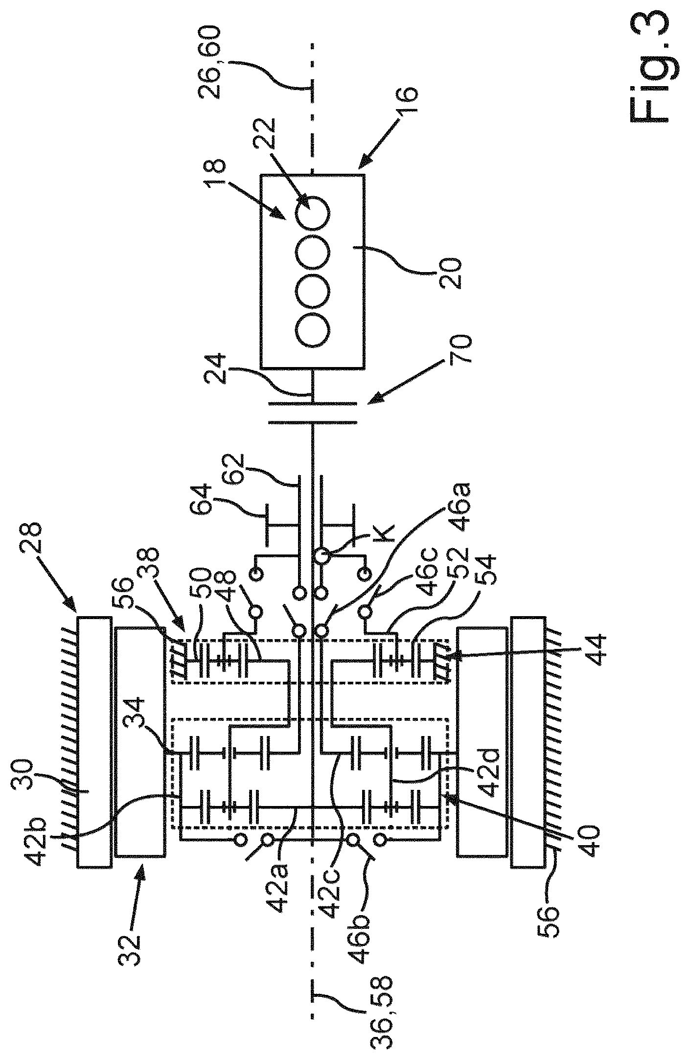 Patent US12103398 Figure 3 – Hybrid drive system for a motor vehicle, and motor vehicle