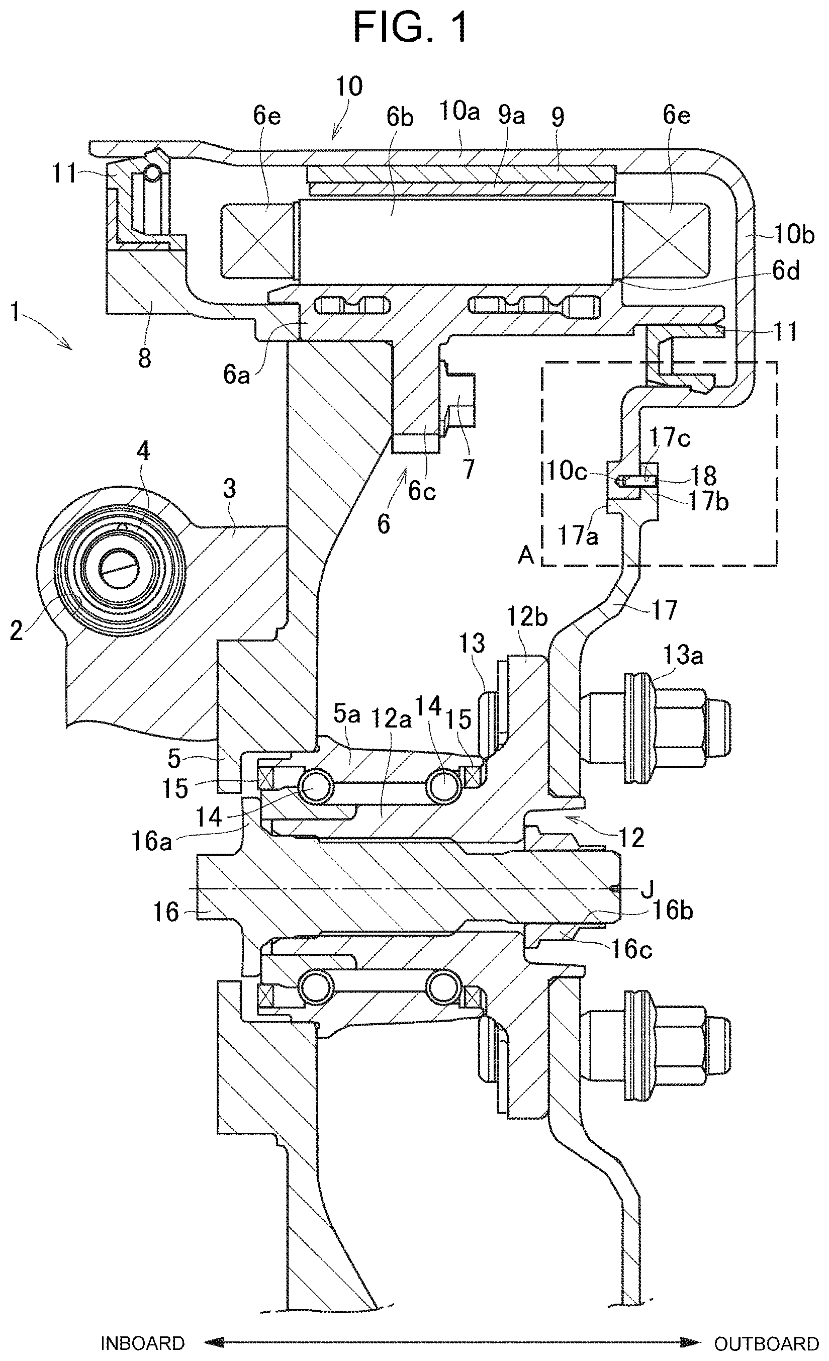 Patent US12103400 — In-wheel motor including a torque limiter for limiting a torque between a rotor cover and a connection member — Figure 1