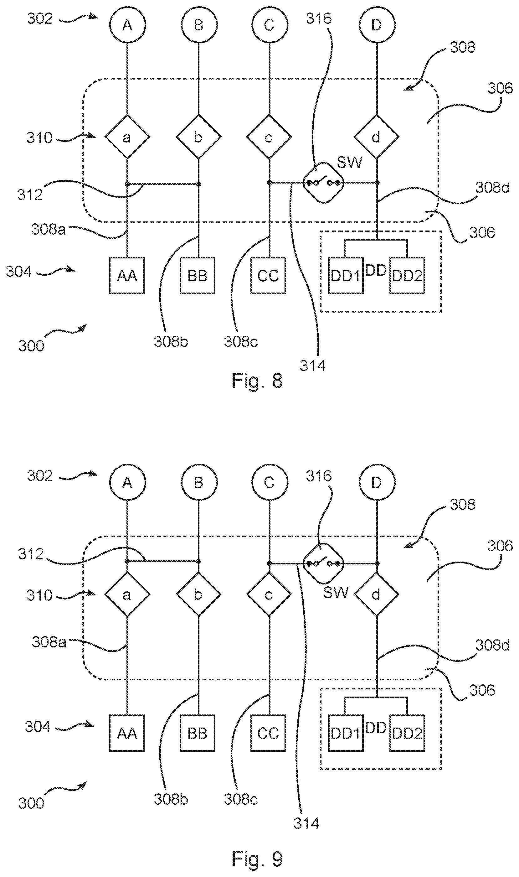Patent US12103404 Figure 5 – Electrical fault isolation in a power distribution network of an aircraft