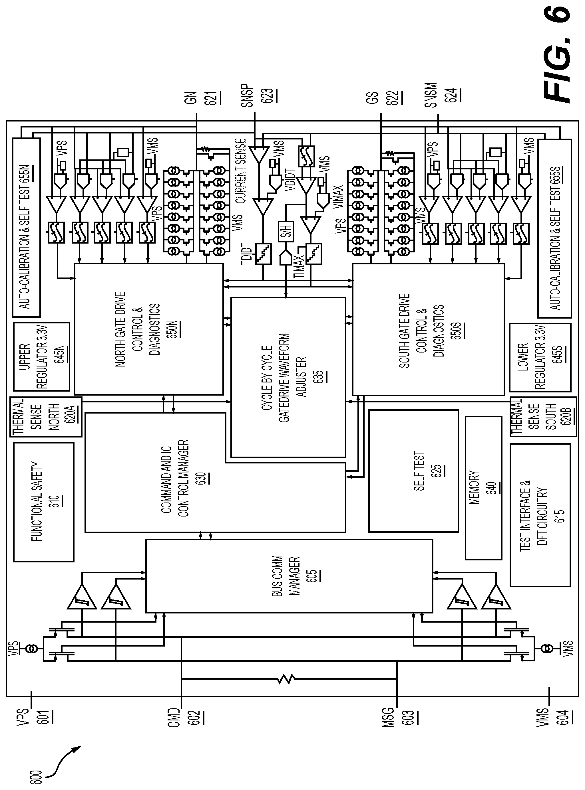Patent US12103406 Figure 6 – Systems and methods for integrated gate driver for inverter for electric vehicle