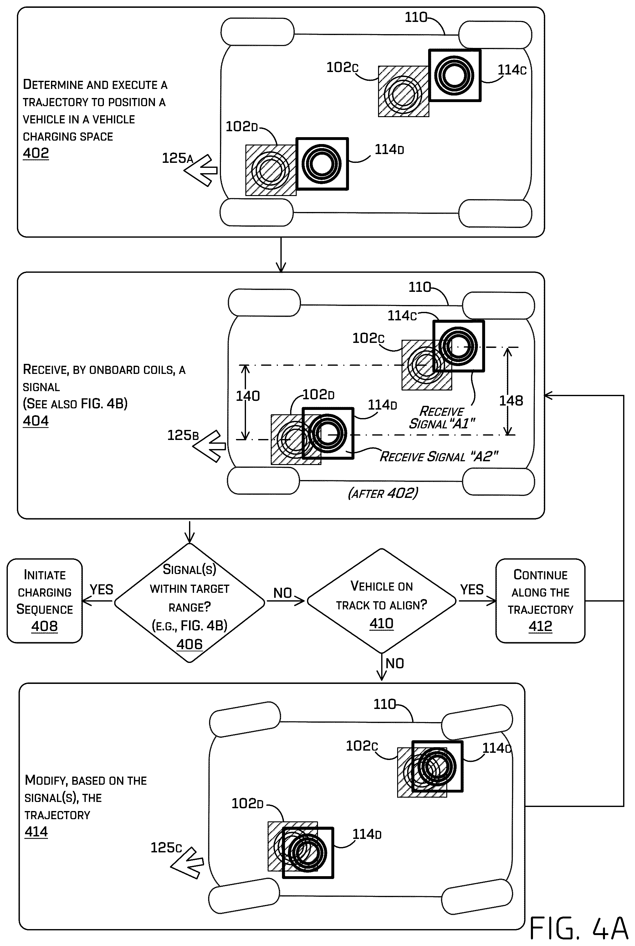 Patent US12103410 Figure 4 – Multi-coil inductive charging for vehicles