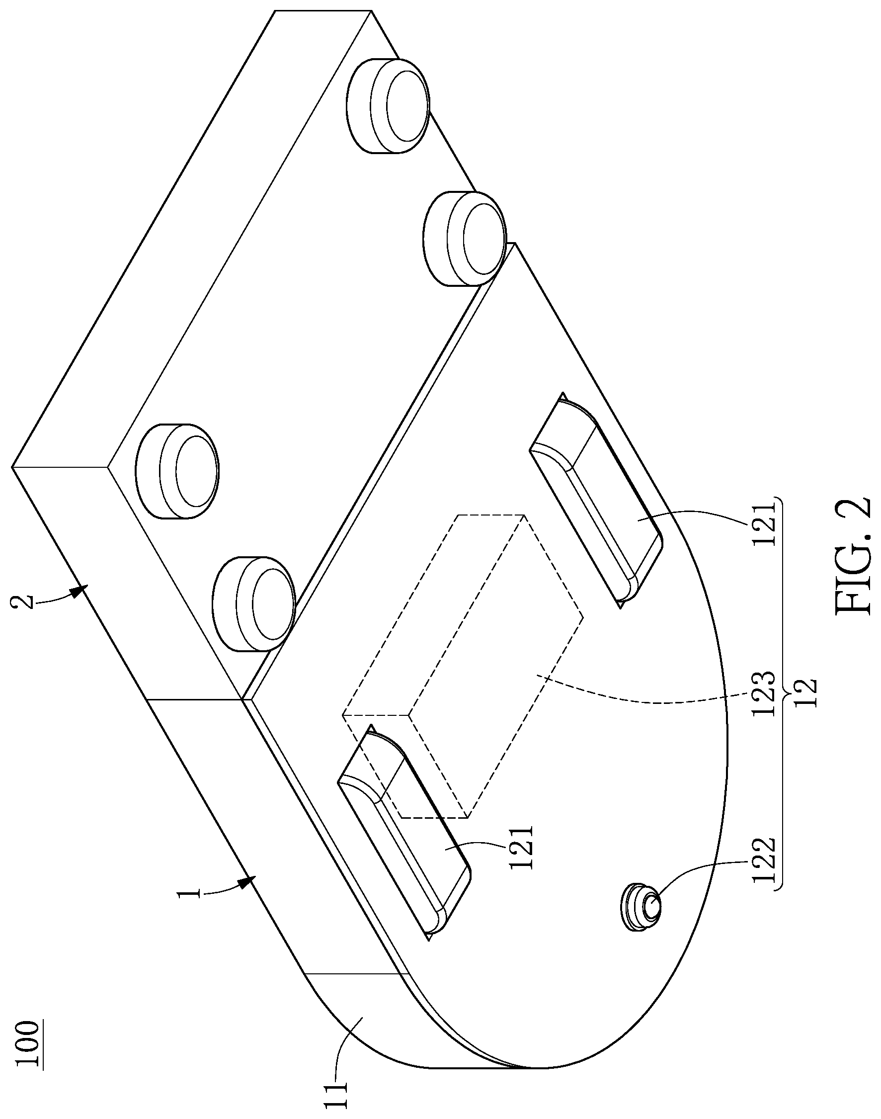Patent US12103425 Figure 2 – Automatic battery replacement apparatus, moving platform, and rechargeable battery