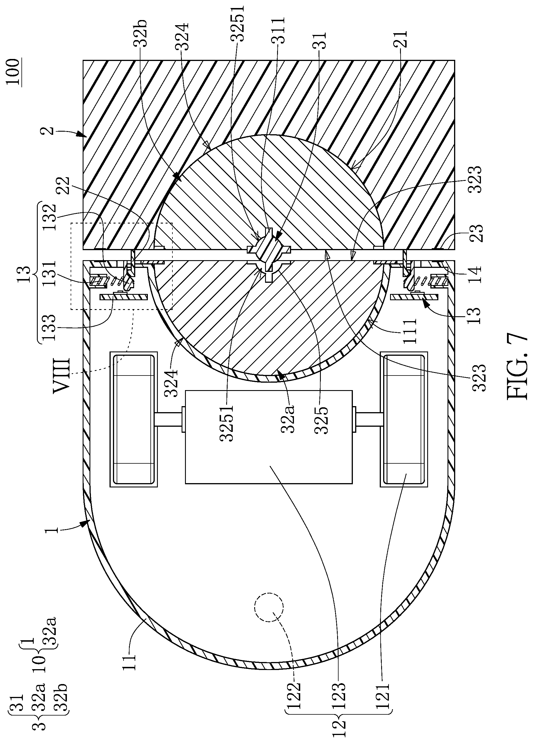 Patent US12103425 Figure 7 – Automatic battery replacement apparatus, moving platform, and rechargeable battery