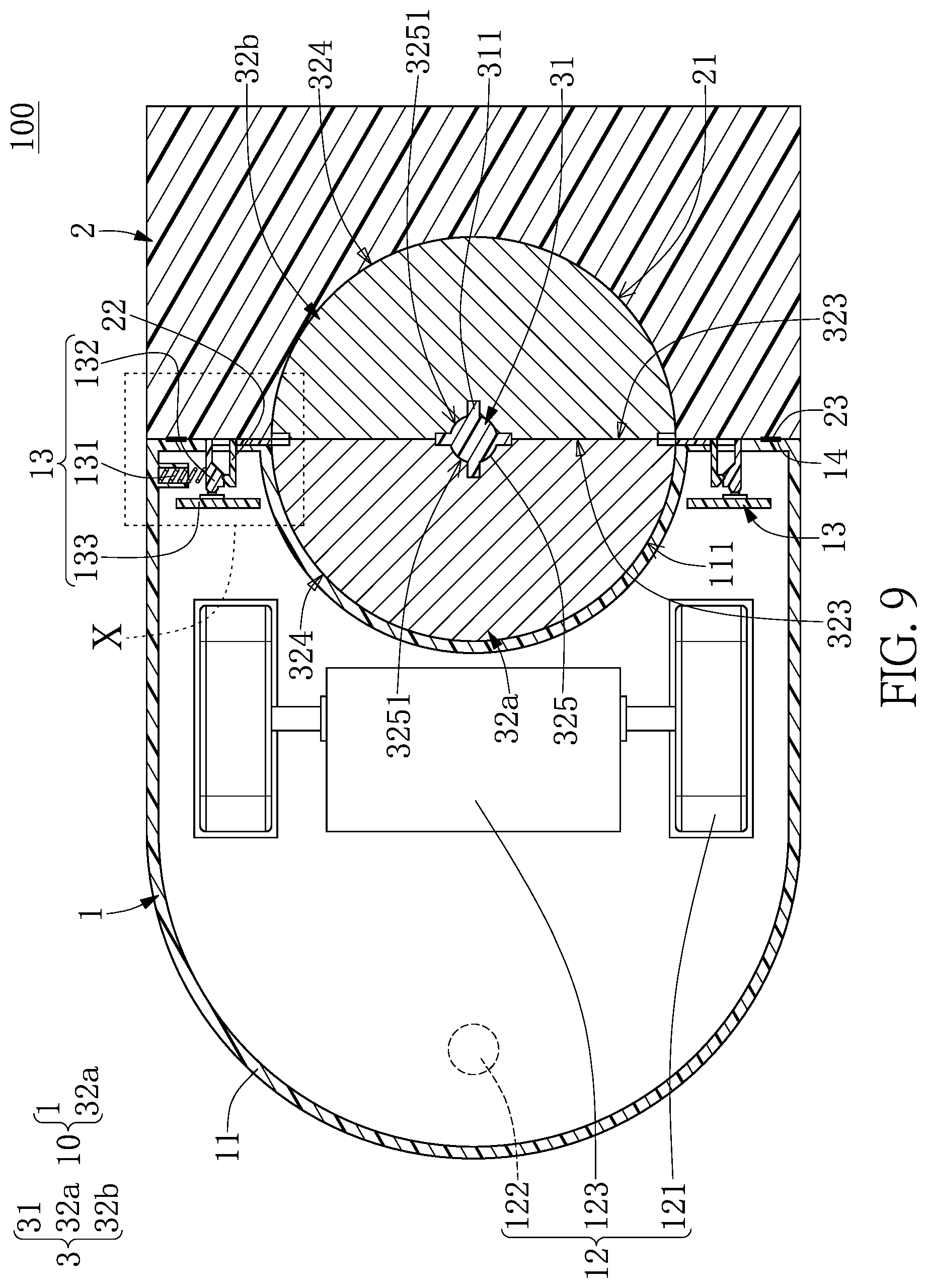 Patent US12103425 Figure 9 – Automatic battery replacement apparatus, moving platform, and rechargeable battery