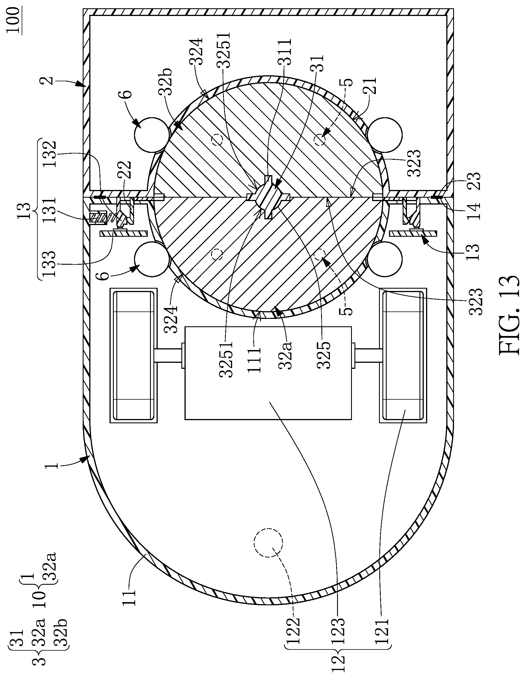 Patent US12103425 Figure 13 – Automatic battery replacement apparatus, moving platform, and rechargeable battery