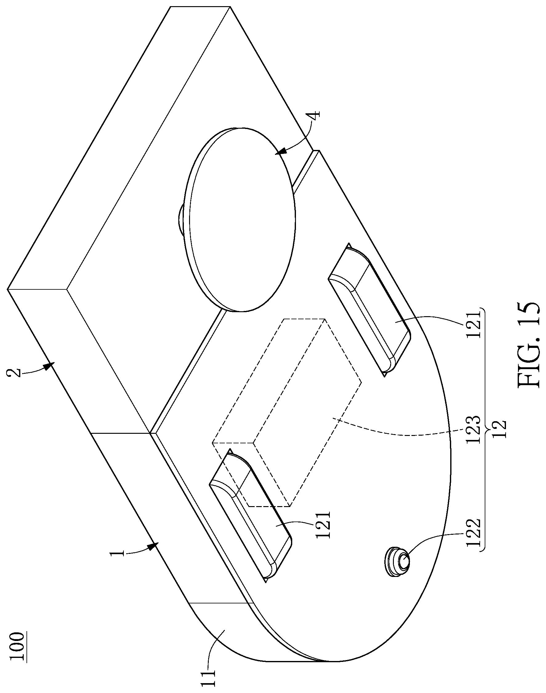 Patent US12103425 Figure 15 – Automatic battery replacement apparatus, moving platform, and rechargeable battery