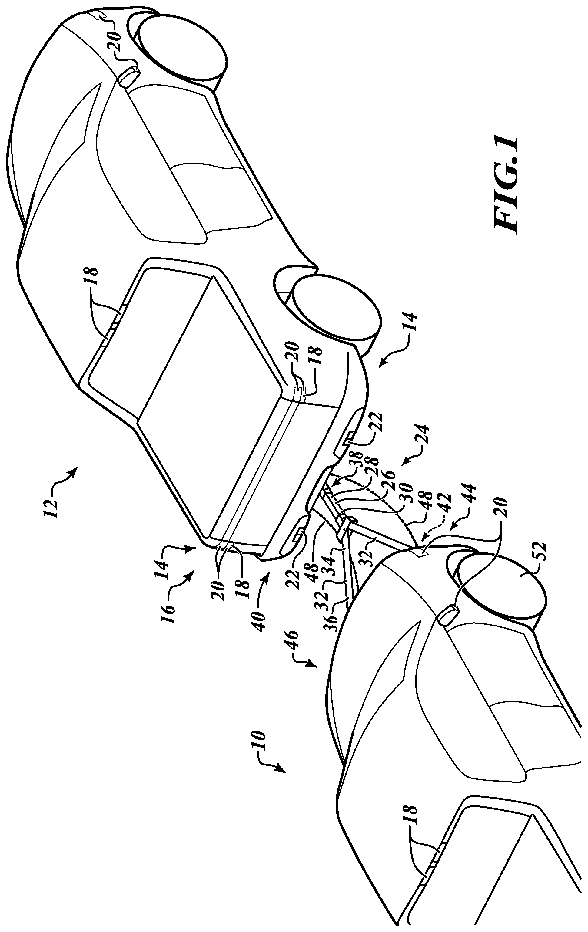 Patent US12103433 — Systems and methods for controlling towing of a vehicle — Figure 1