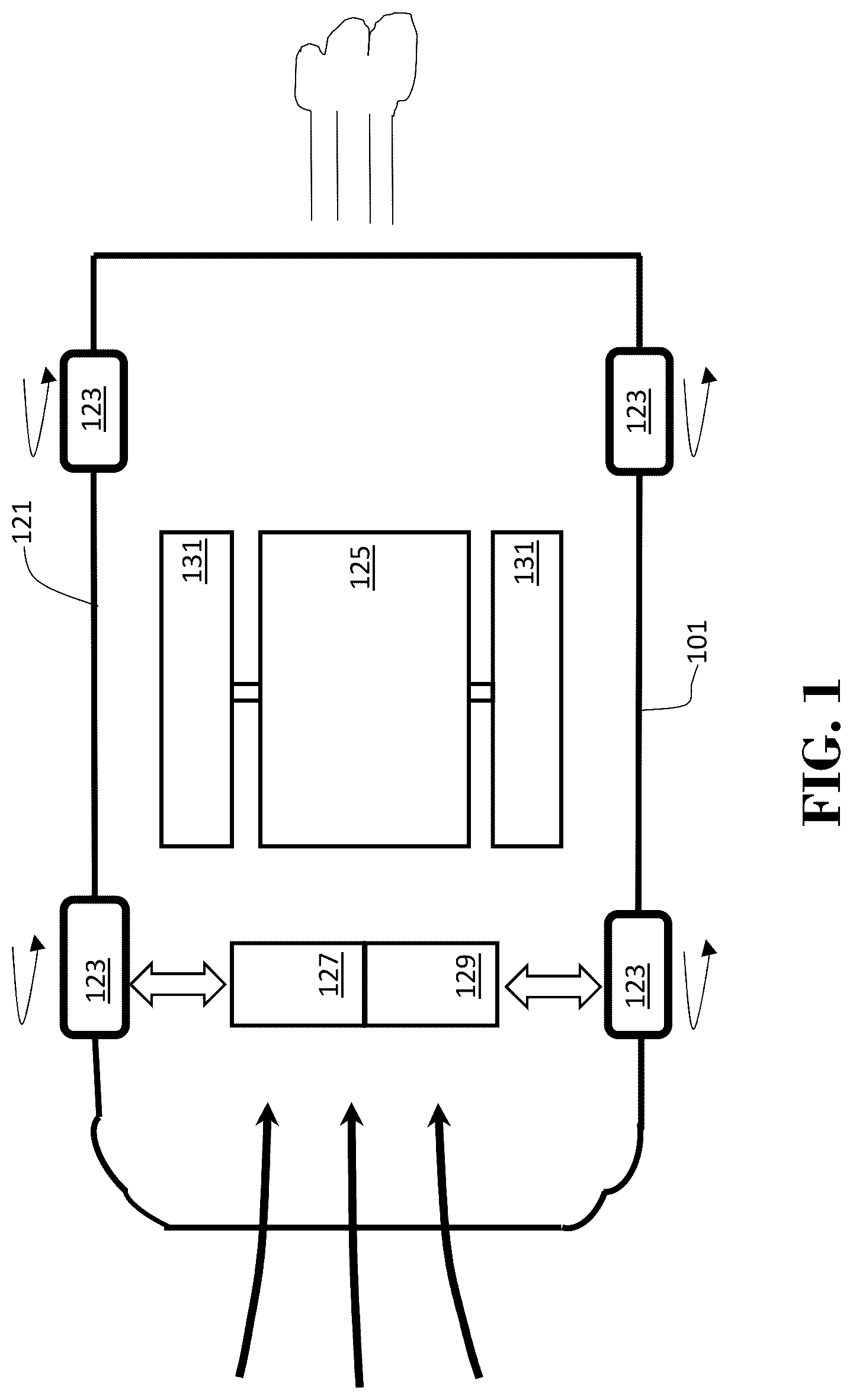 Patent US12103434 Figure 1 – Apparatus for harvesting electrical energy from air flow in a moving vehicle using piezoelectric flag sheets in a Venturi system