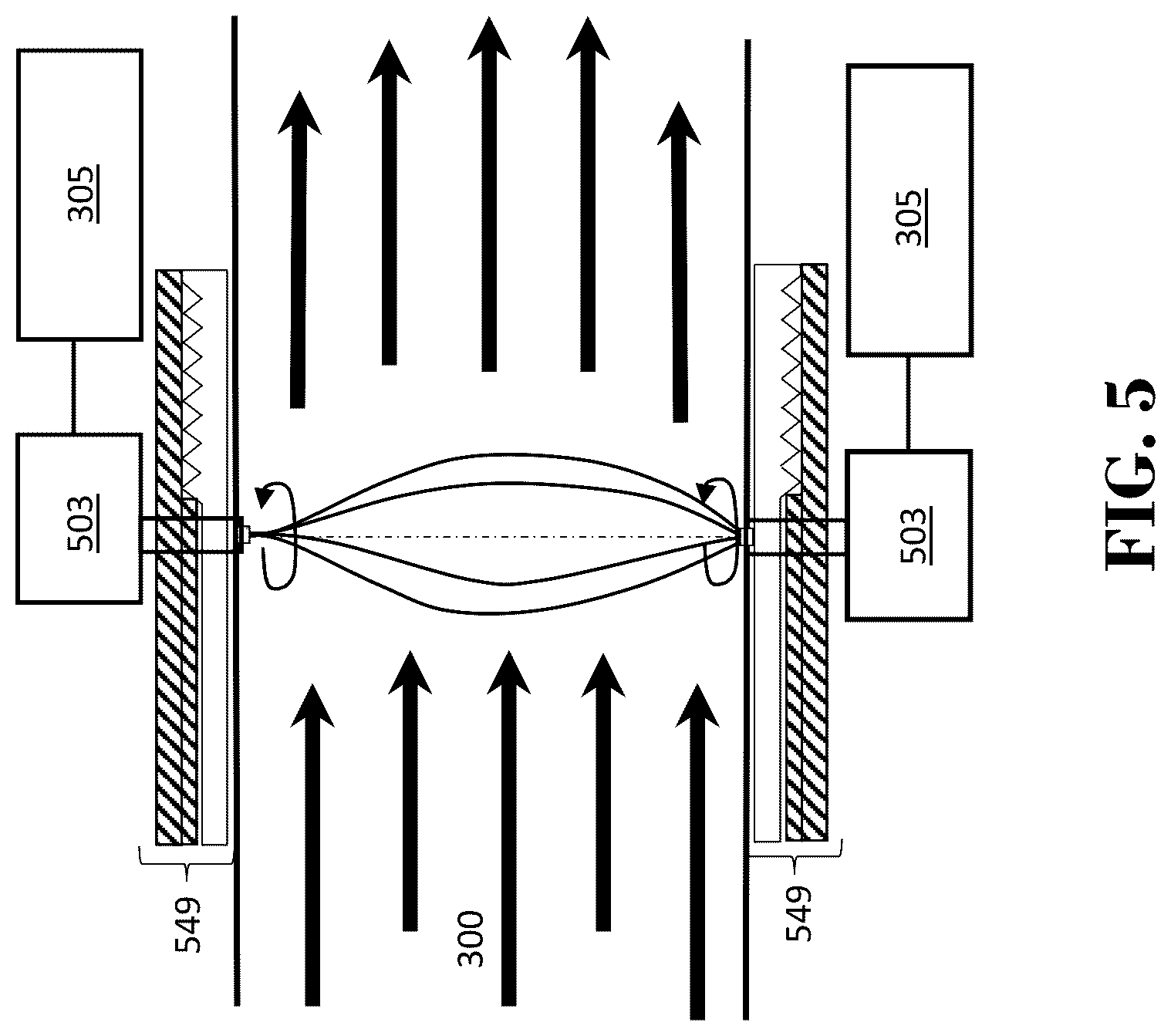 Patent US12103434 Figure 7 – Apparatus for harvesting electrical energy from air flow in a moving vehicle using piezoelectric flag sheets in a Venturi system