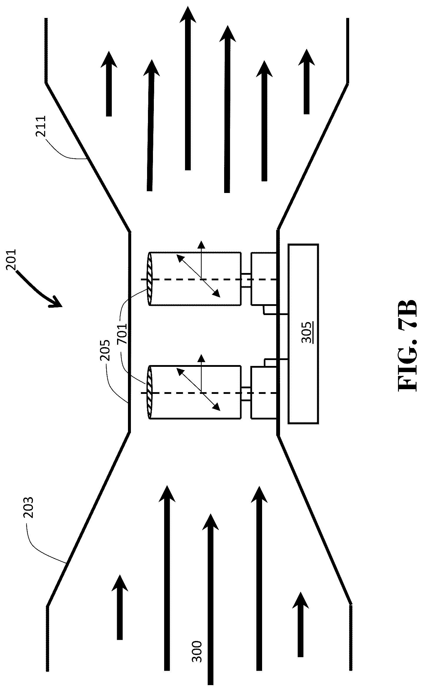 Patent US12103434 Figure 10 – Apparatus for harvesting electrical energy from air flow in a moving vehicle using piezoelectric flag sheets in a Venturi system