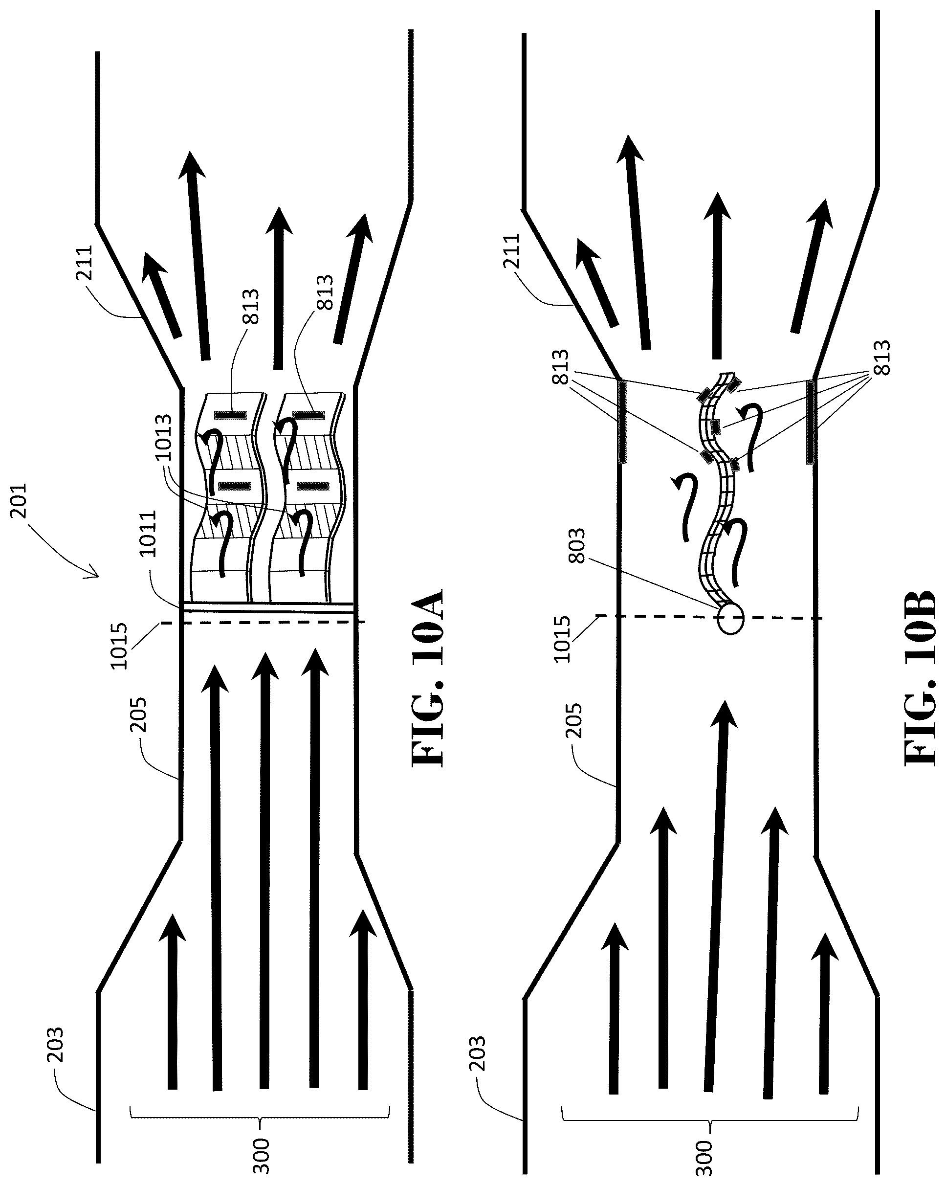 Patent US12103434 Figure 16 – Apparatus for harvesting electrical energy from air flow in a moving vehicle using piezoelectric flag sheets in a Venturi system