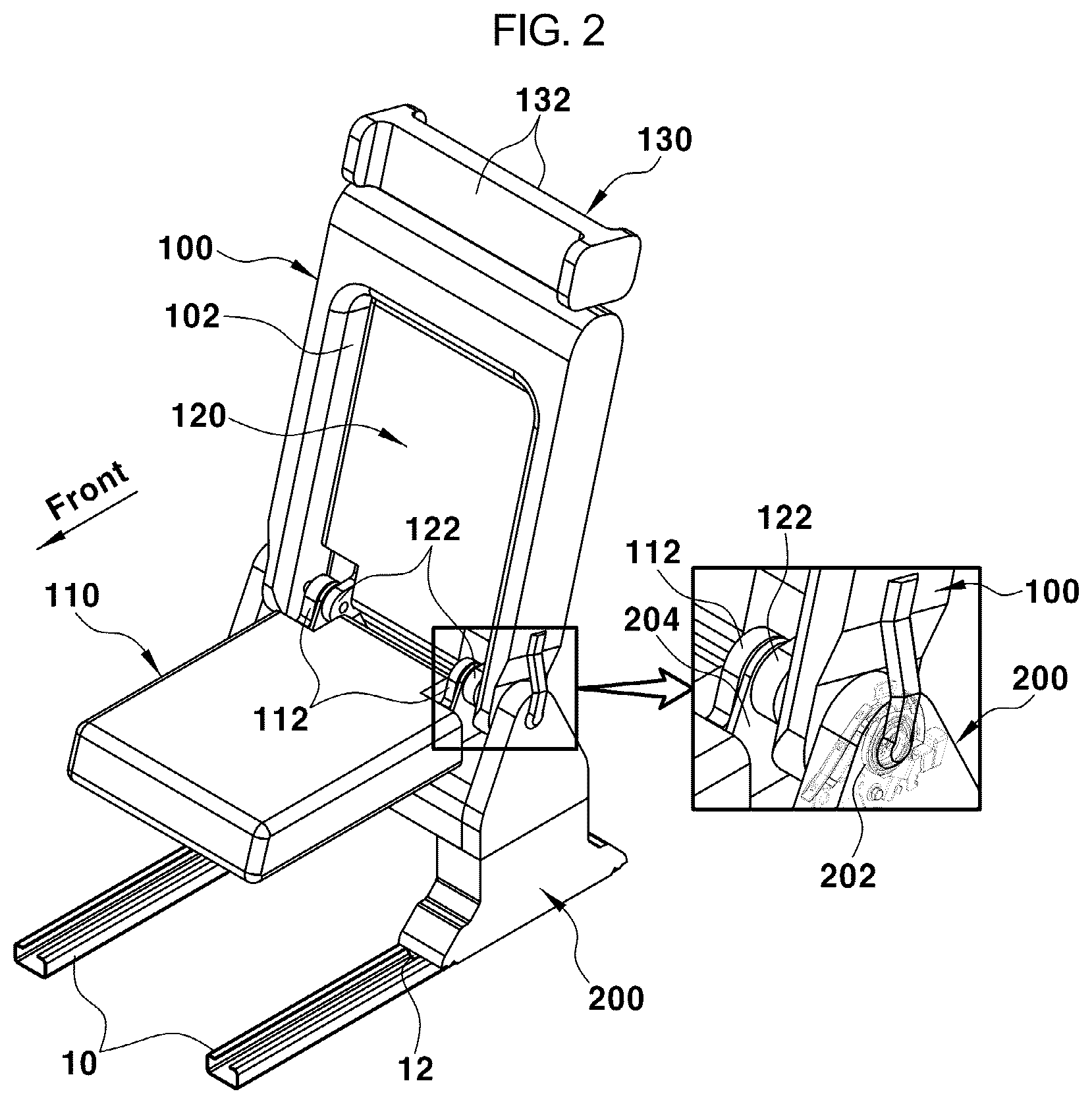 Patent US12103441 Figure 2 – Vehicle seat