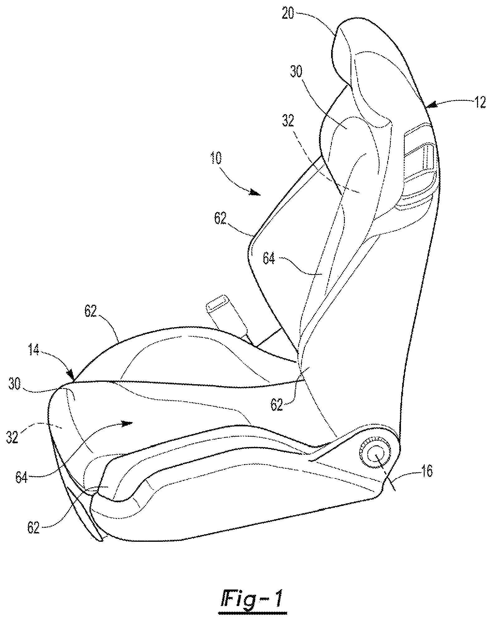 Patent US12103449 Figure 1 – Retention clip for a seat assembly and method of assembly