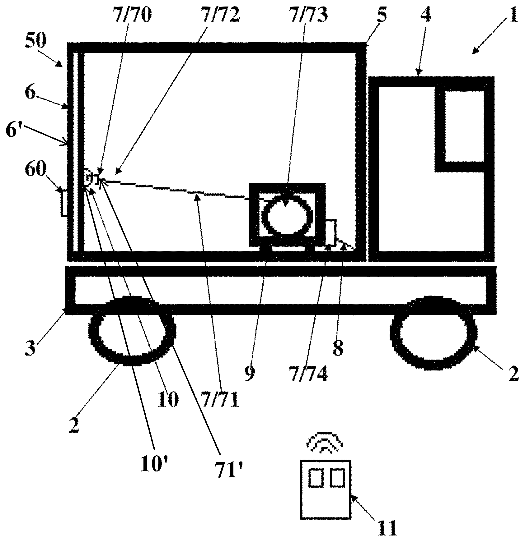 Patent US12103453 Figure 1 – Vehicle for transporting objects