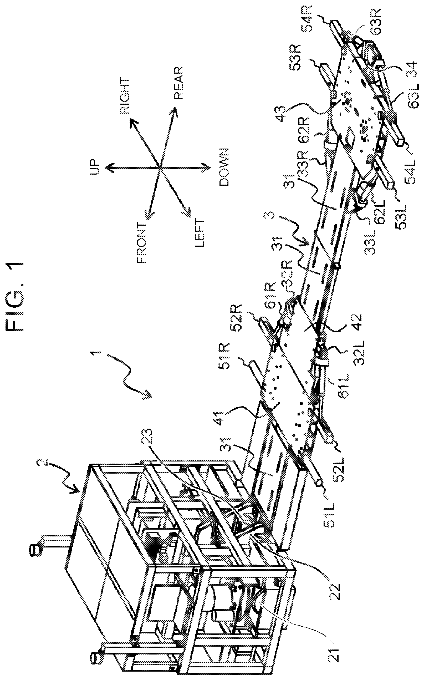 Patent US12103454 Figure 1 – Vehicle transporting device