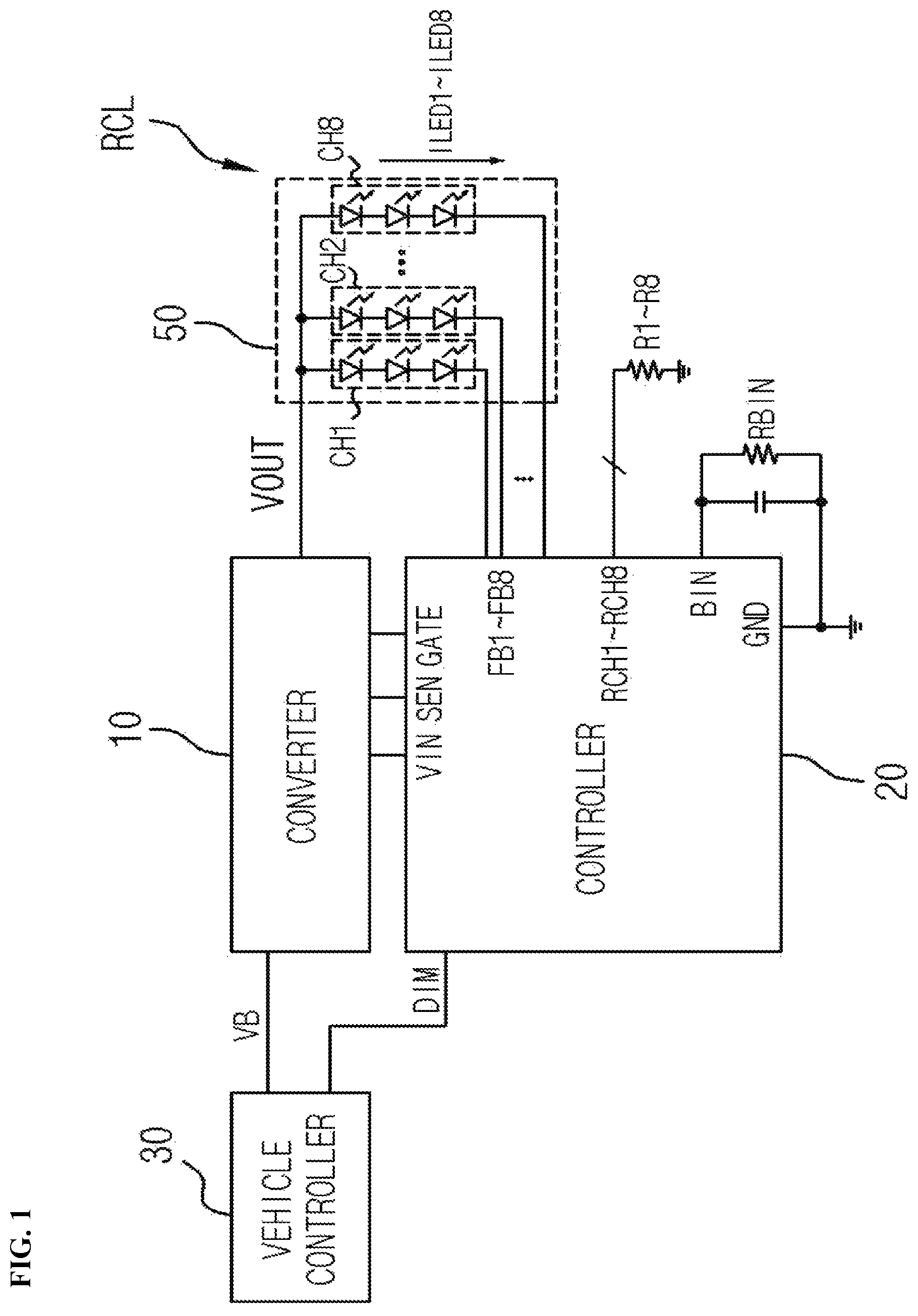 Patent US12103457 Figure 1 – Lamp control device