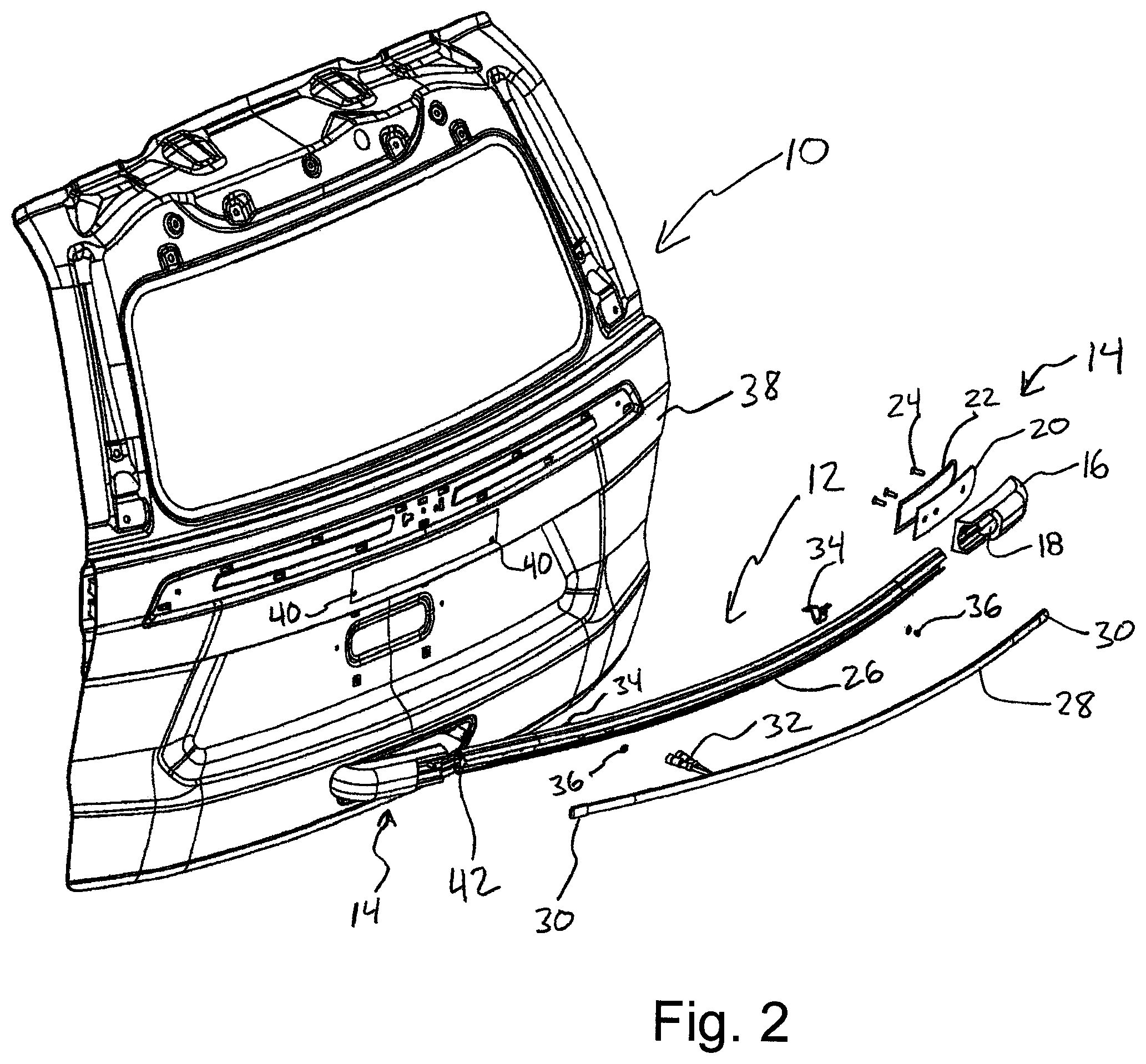 Patent US12103458 Figure 2 – Tailgate and rooftop mounted warning or emergency lights